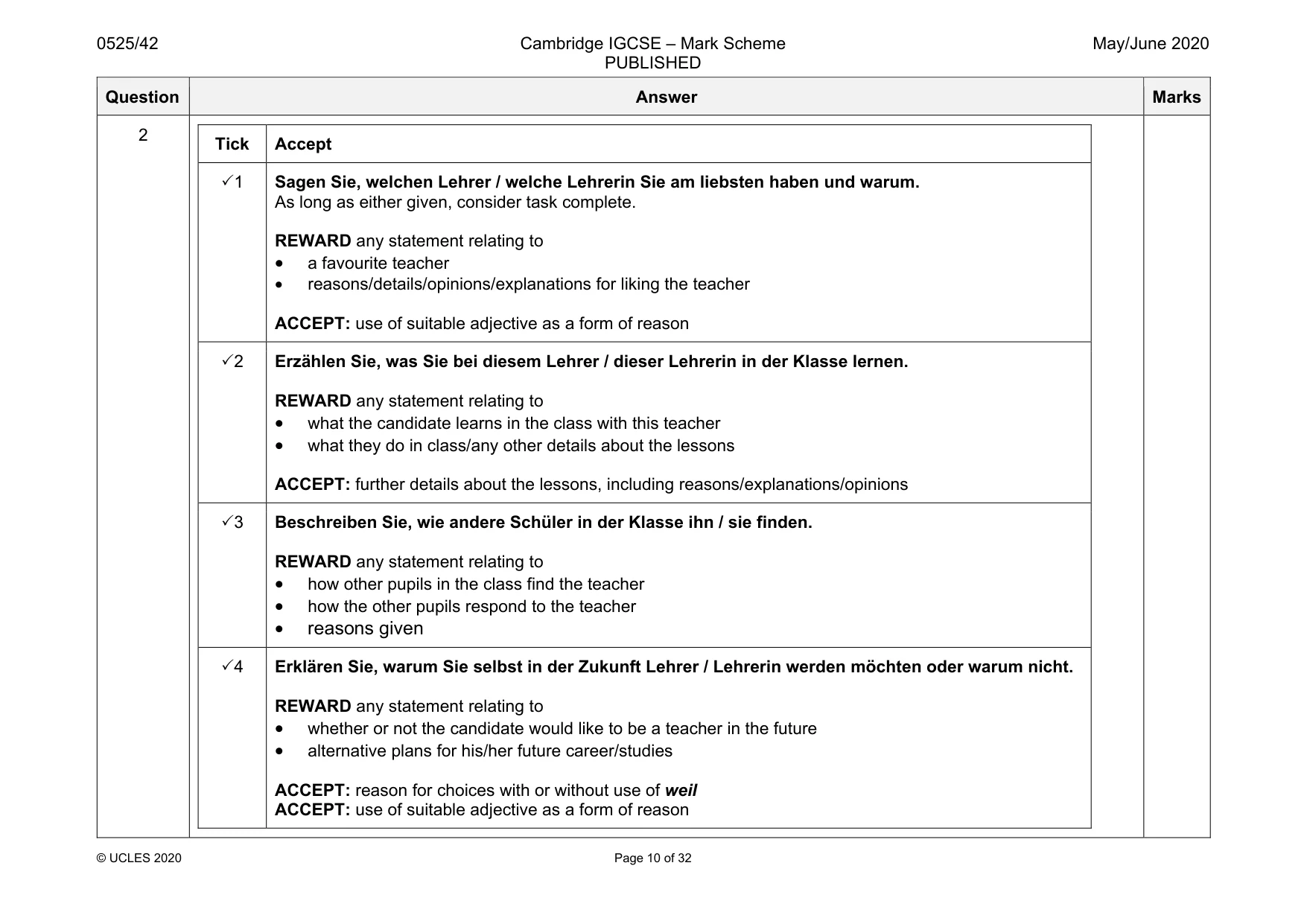 Mark scheme, page 10 of 32