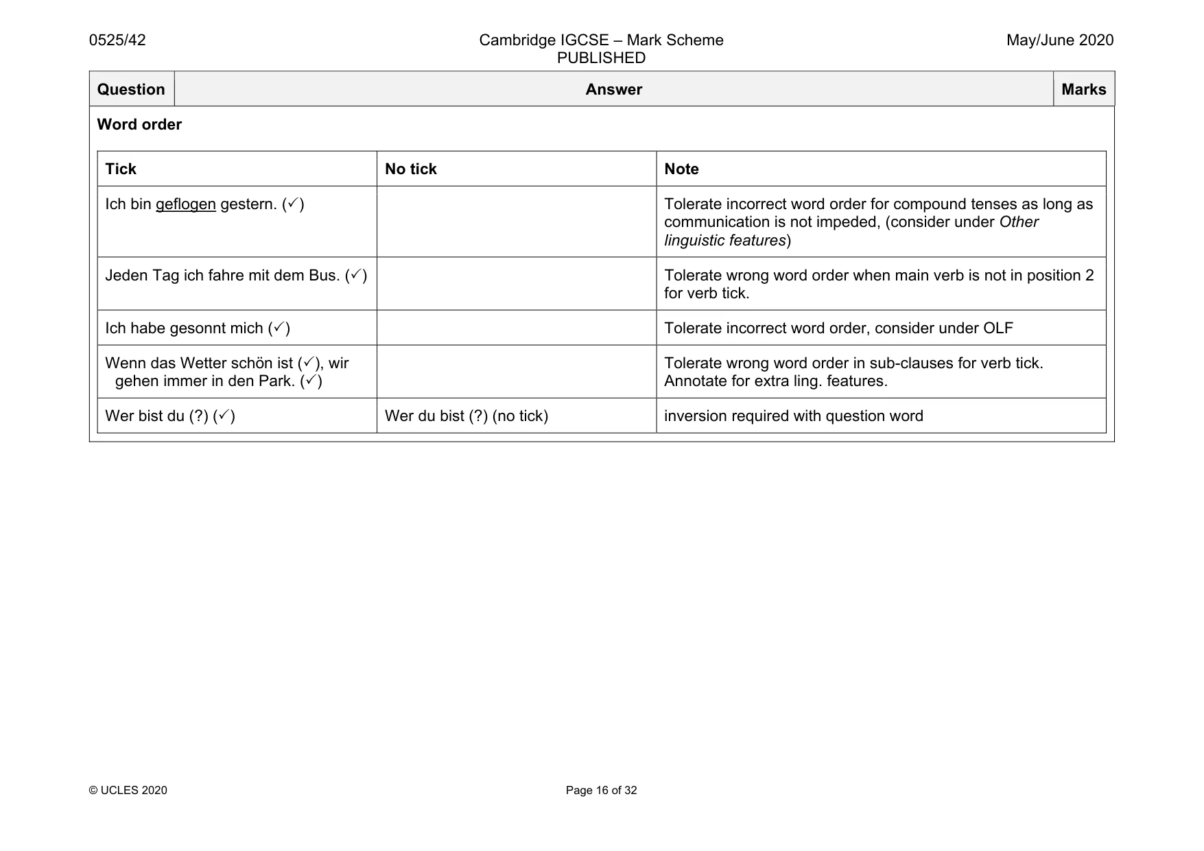 Mark scheme, page 16 of 32