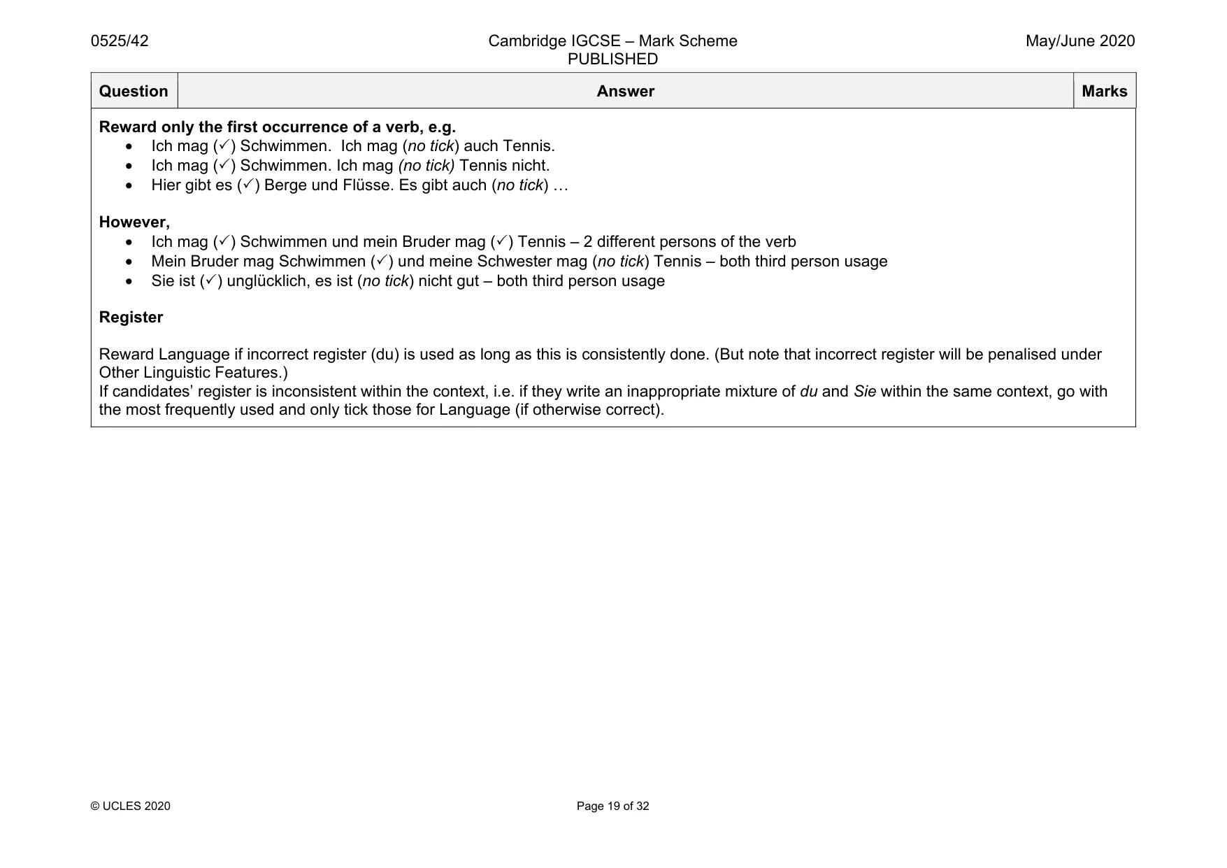 Mark scheme, page 19 of 32
