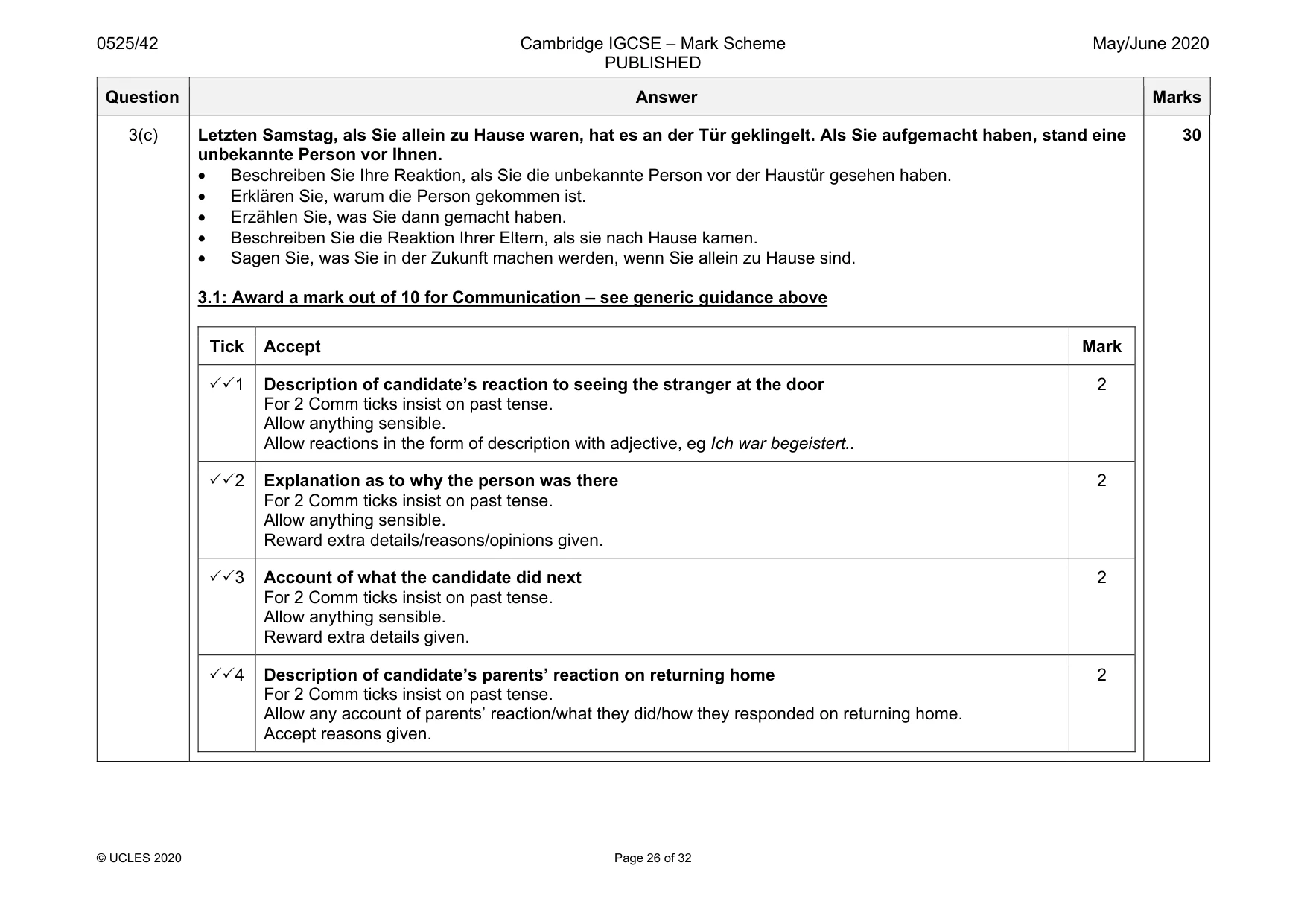 Mark scheme, page 26 of 32
