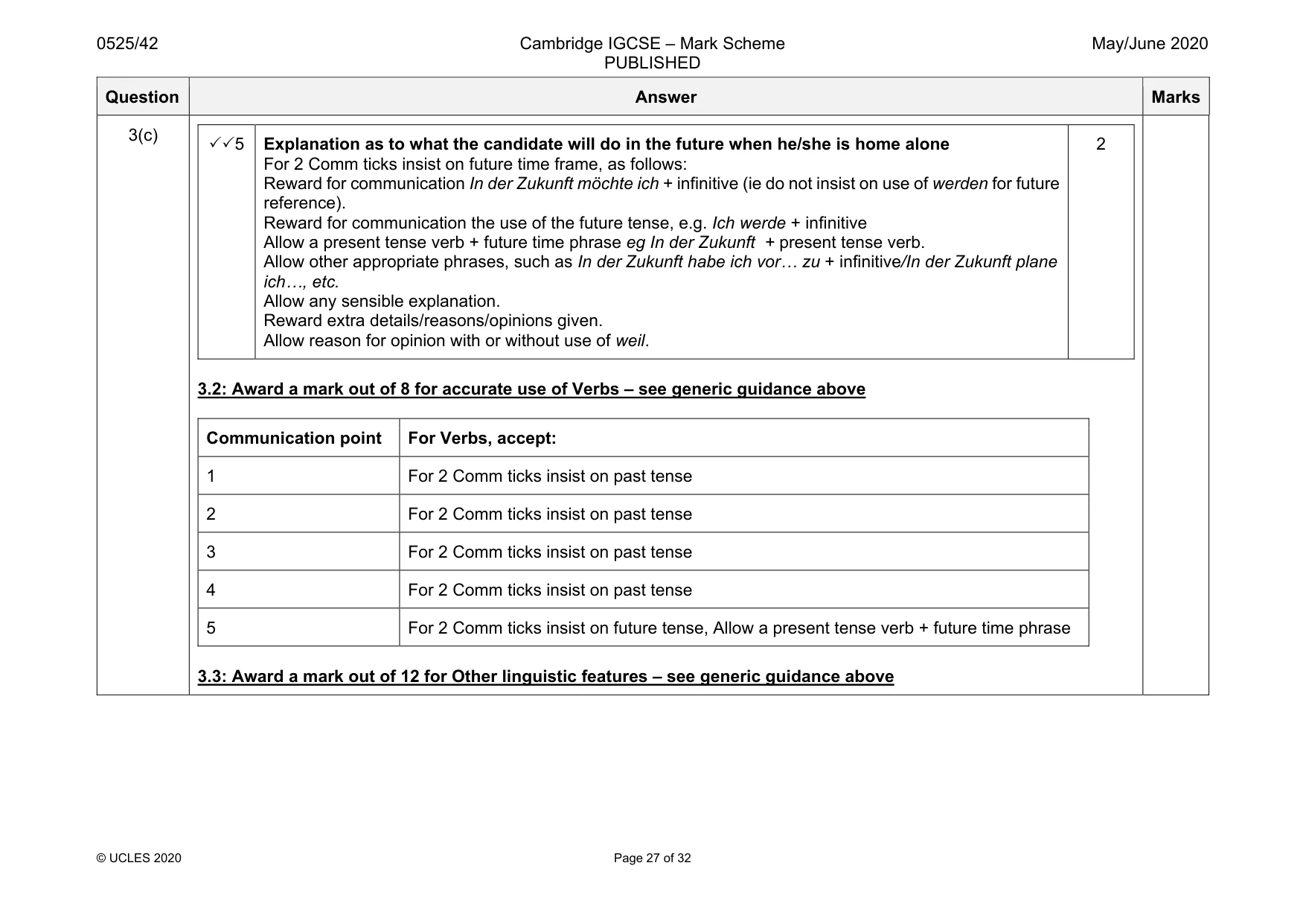 Mark scheme, page 27 of 32