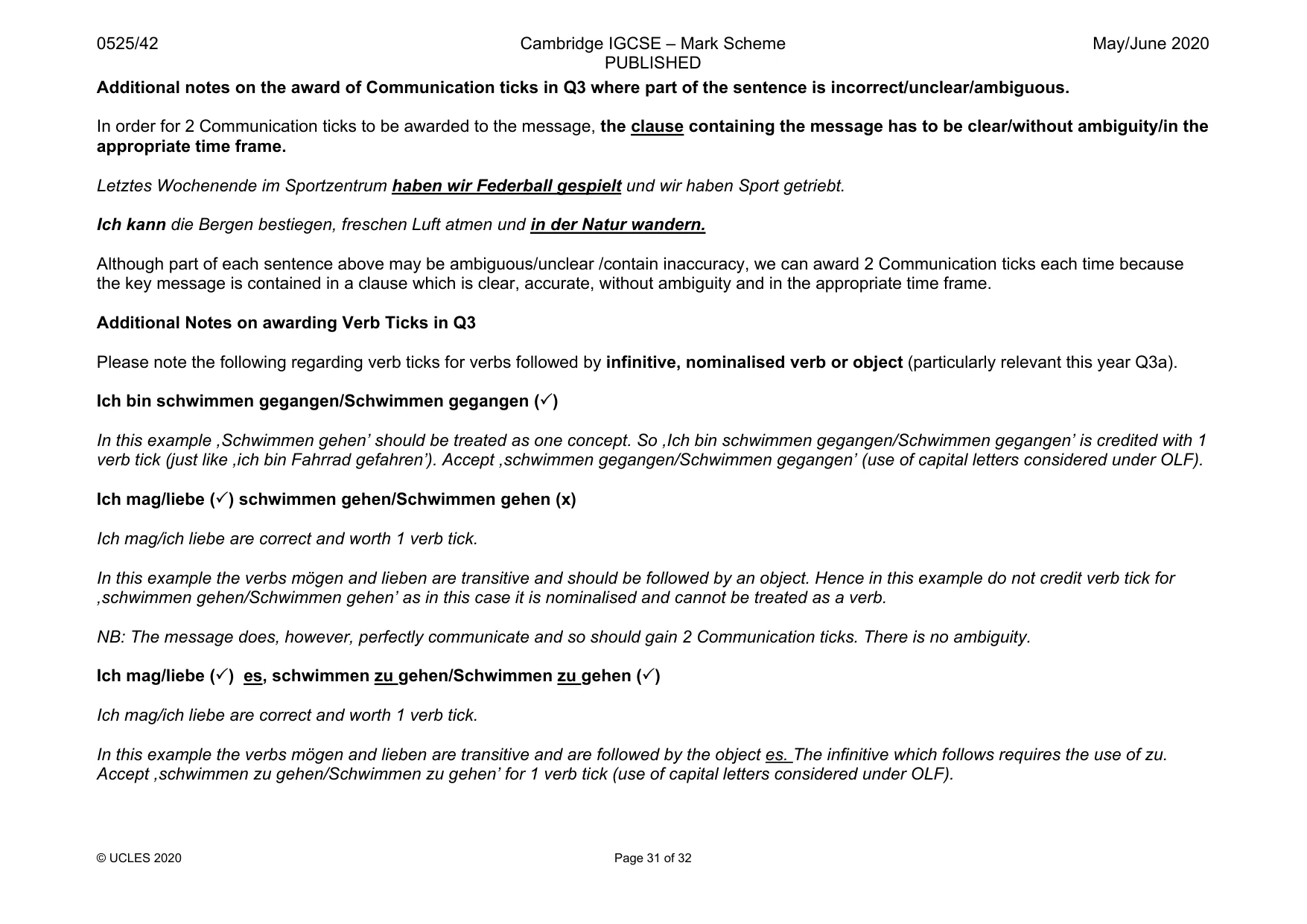 Mark scheme, page 31 of 32