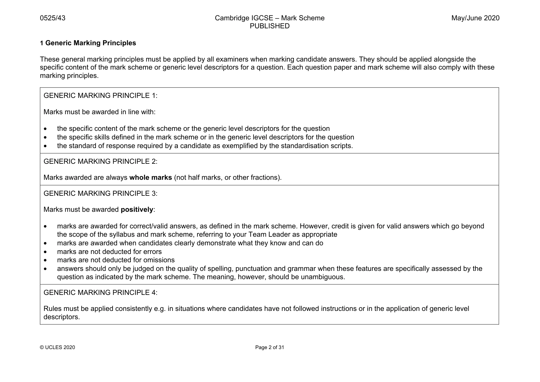 Mark scheme, page 2 of 31