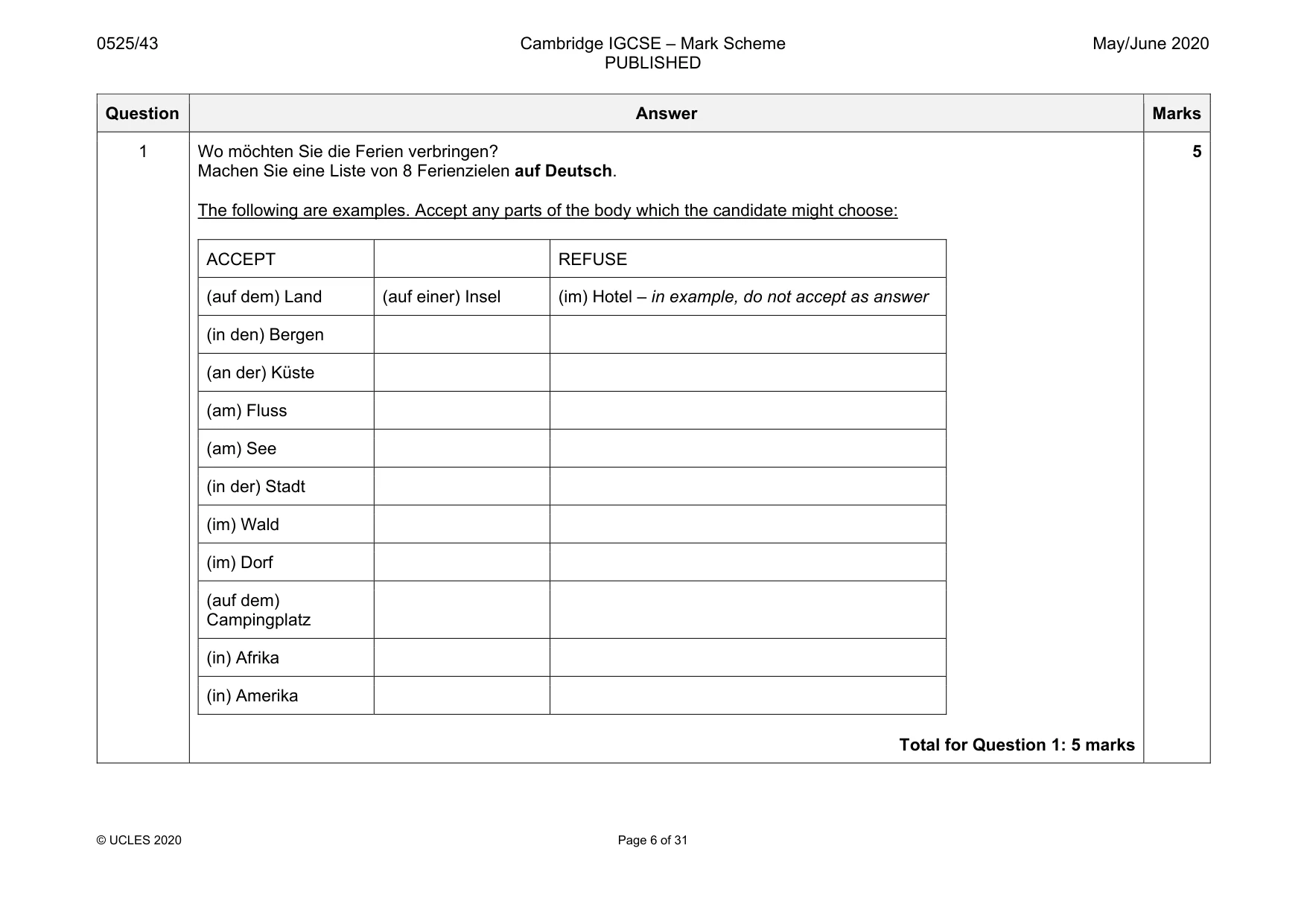 Mark scheme, page 6 of 31