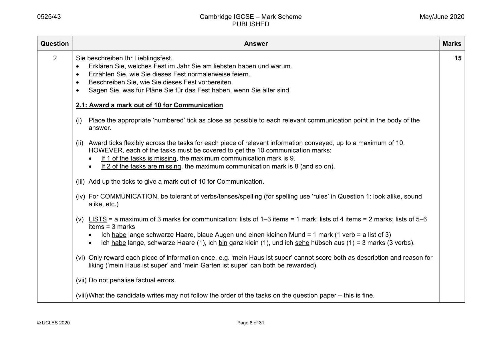 Mark scheme, page 8 of 31