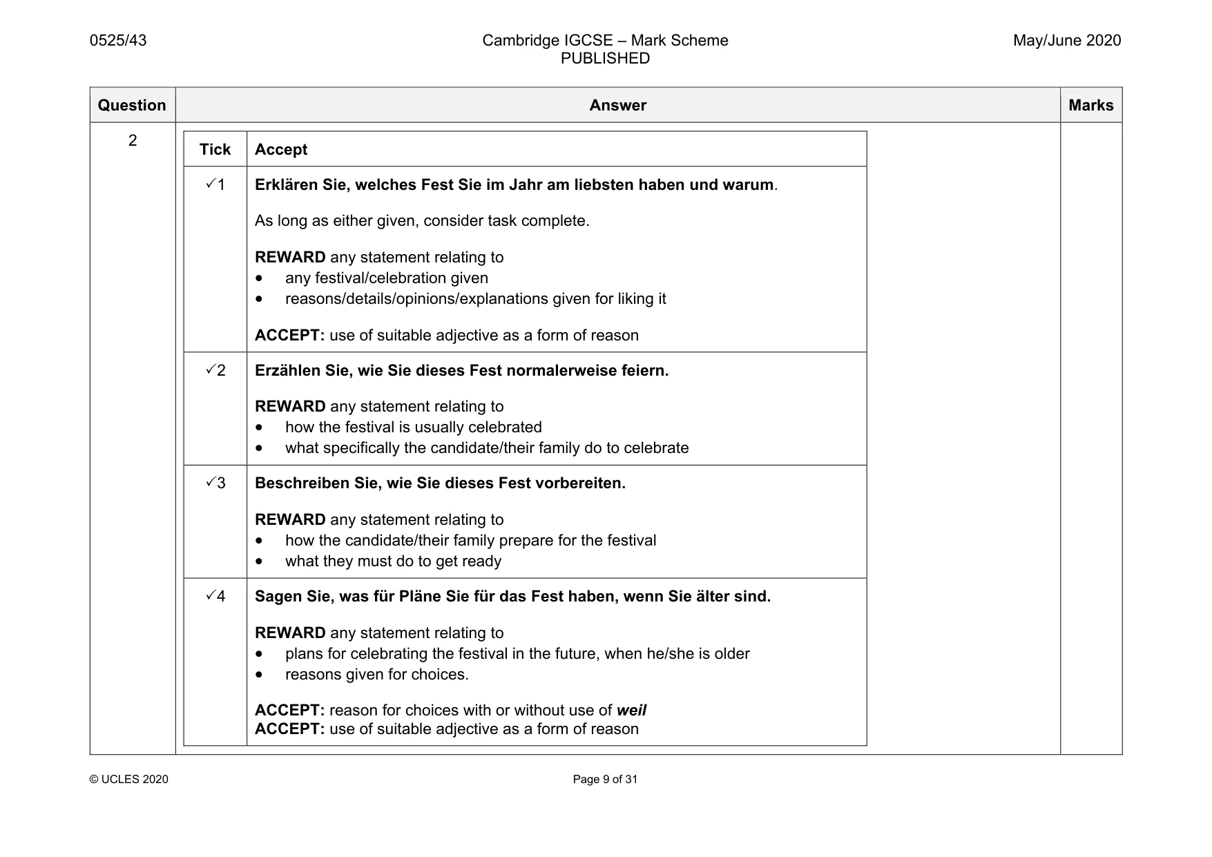 Mark scheme, page 9 of 31
