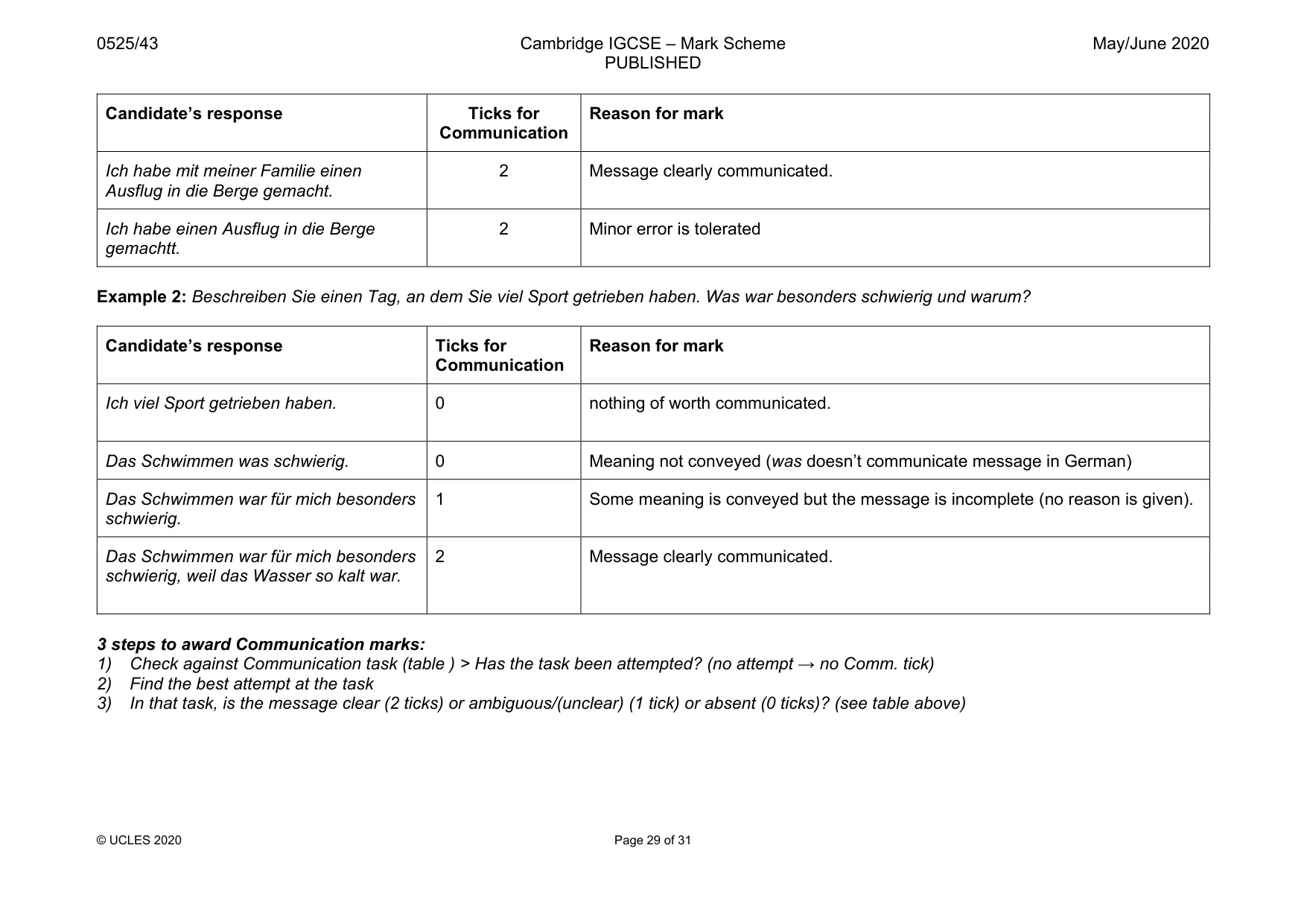 Mark scheme, page 29 of 31