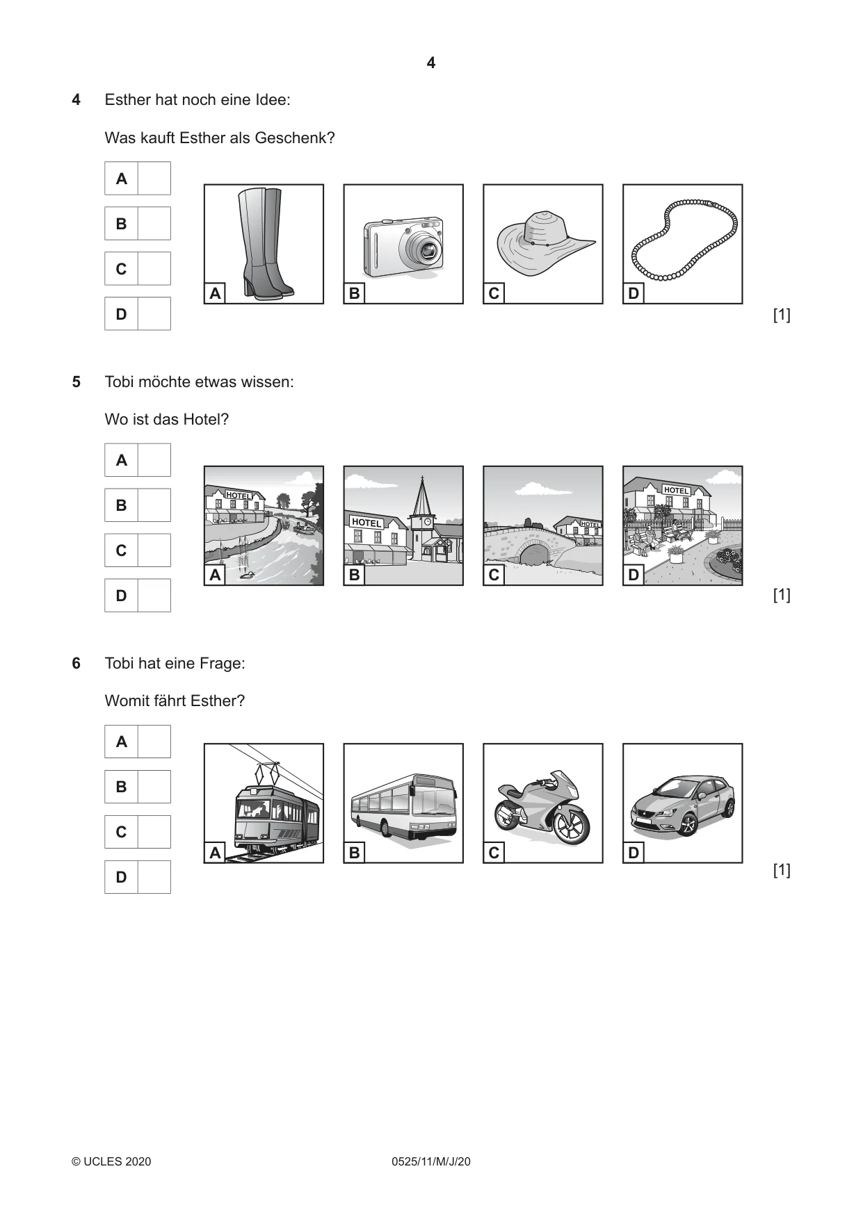 Cambridge IGCSE German - Foreign Language 0525 2020 May/June Paper 1 · Variant 1 question paper, page 4 of 16