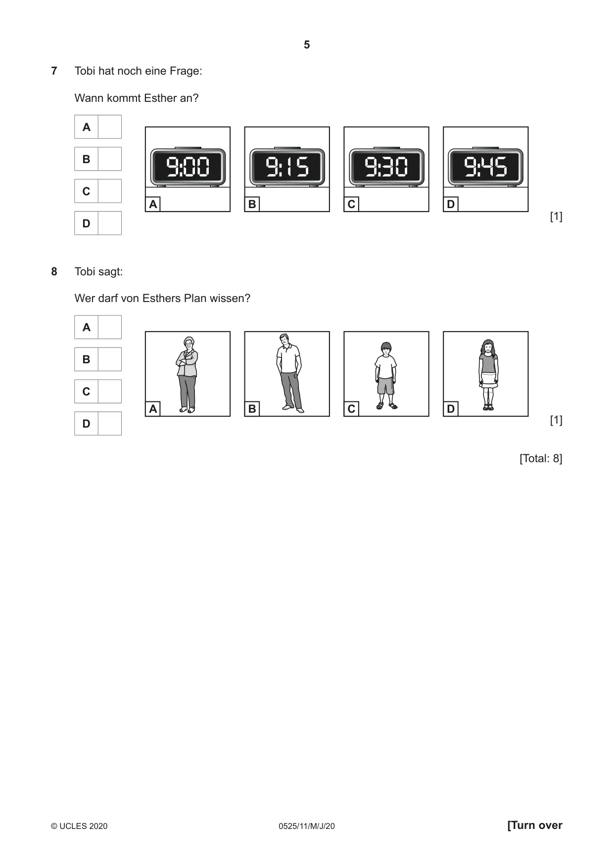 Cambridge IGCSE German - Foreign Language 0525 2020 May/June Paper 1 · Variant 1 question paper, page 5 of 16