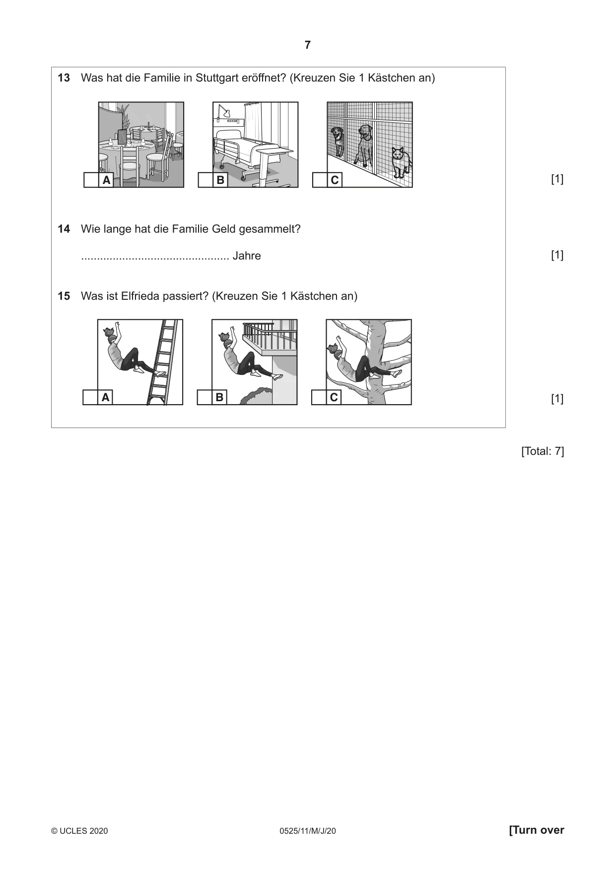 Cambridge IGCSE German - Foreign Language 0525 2020 May/June Paper 1 · Variant 1 question paper, page 7 of 16