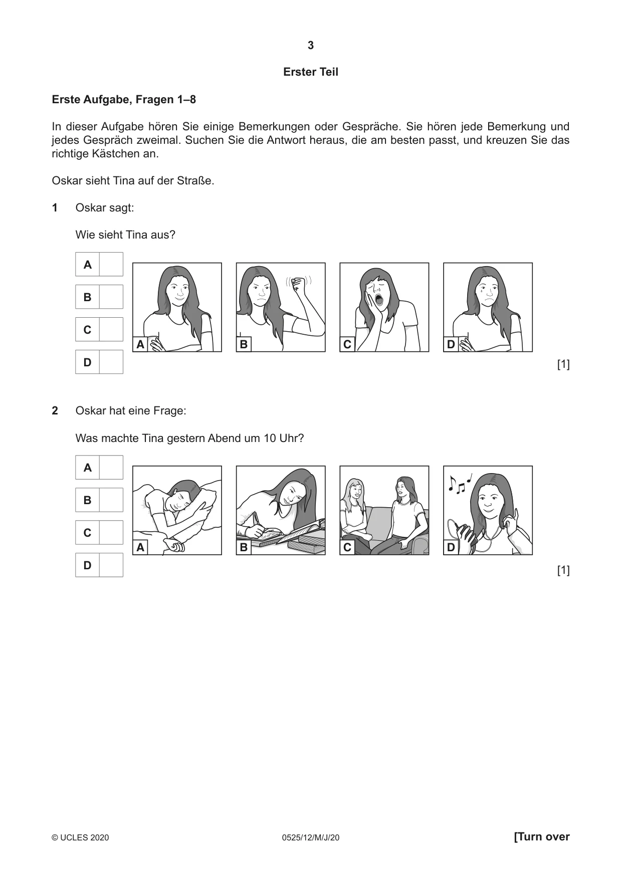 Cambridge IGCSE German - Foreign Language 0525 2020 May/June Paper 1 · Variant 2 question paper, page 3 of 16