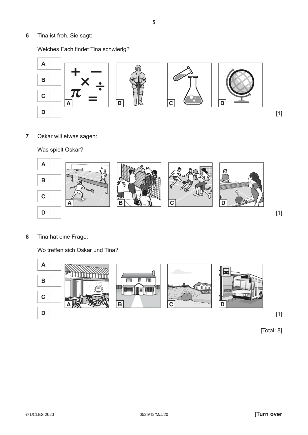 Cambridge IGCSE German - Foreign Language 0525 2020 May/June Paper 1 · Variant 2 question paper, page 5 of 16