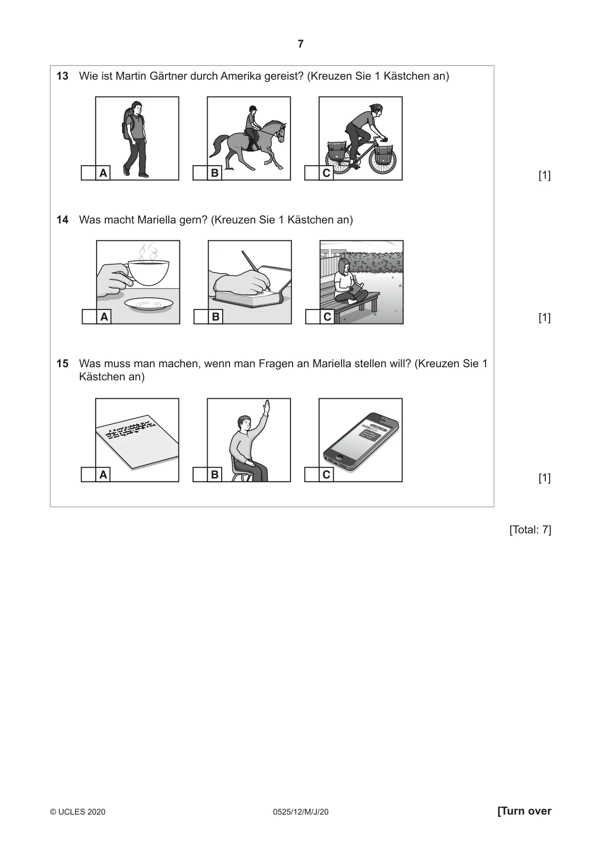 Cambridge IGCSE German - Foreign Language 0525 2020 May/June Paper 1 · Variant 2 question paper, page 7 of 16