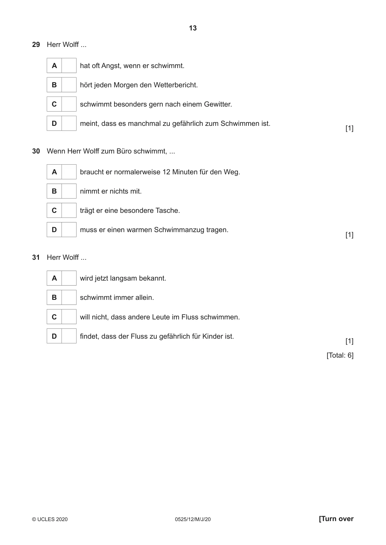 Cambridge IGCSE German - Foreign Language 0525 2020 May/June Paper 1 · Variant 2 question paper, page 13 of 16