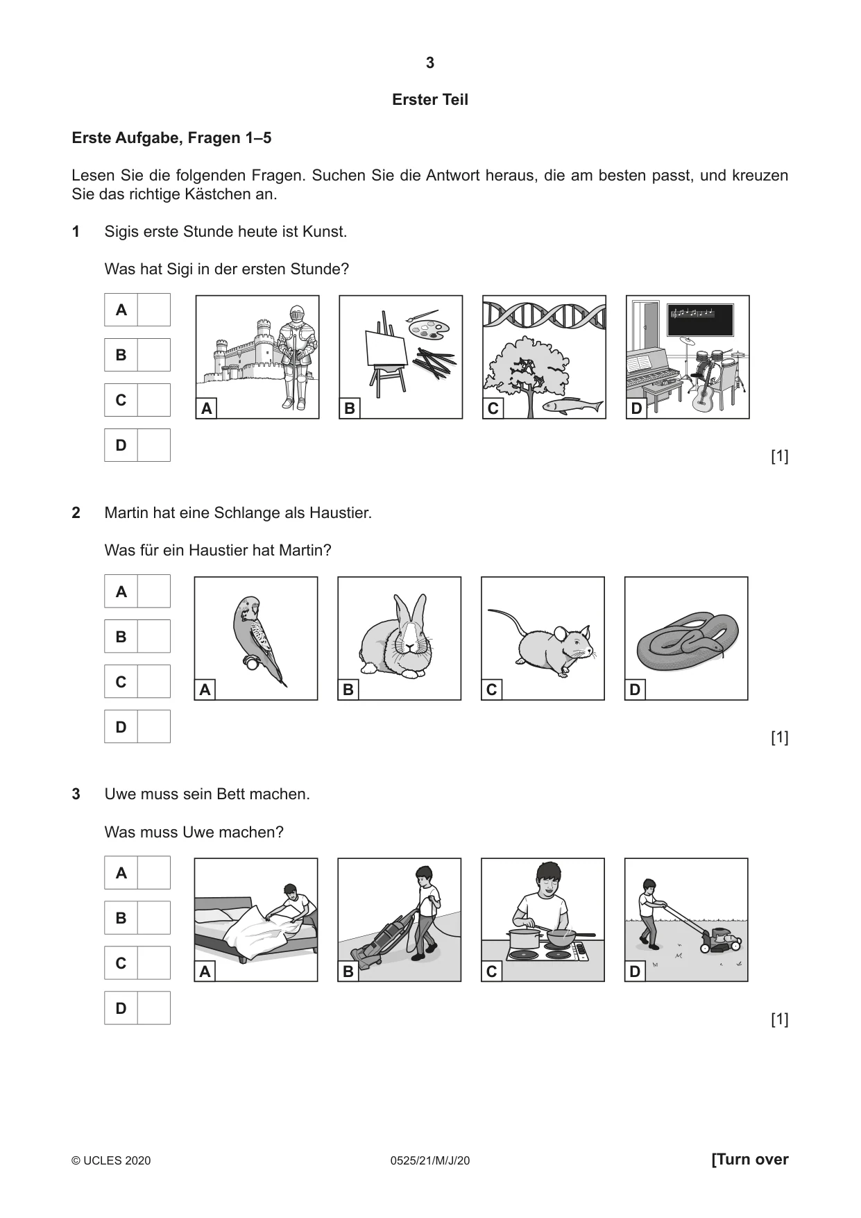 Cambridge IGCSE German - Foreign Language 0525 2020 May/June Paper 2 · Variant 1 question paper, page 3 of 16
