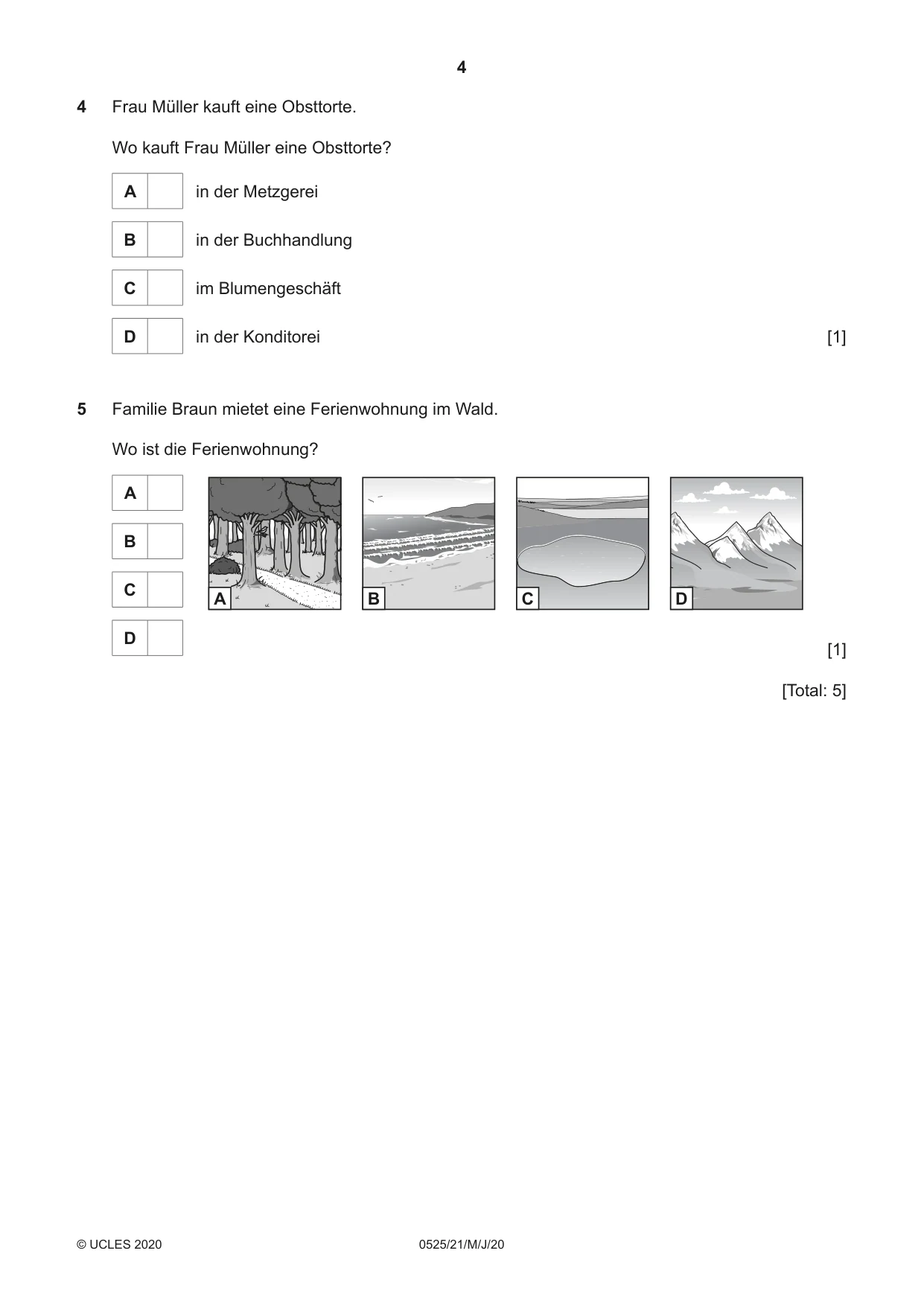 Cambridge IGCSE German - Foreign Language 0525 2020 May/June Paper 2 · Variant 1 question paper, page 4 of 16