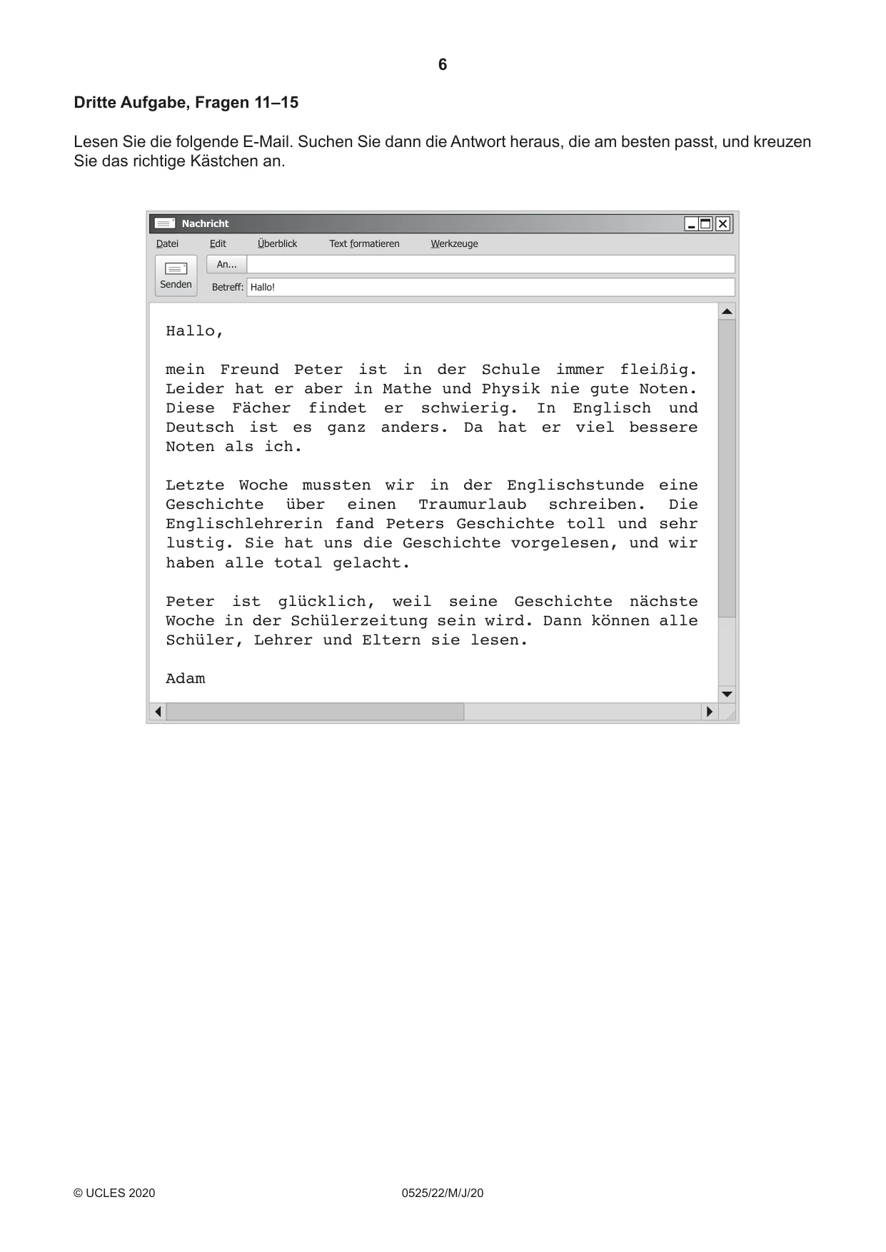 Cambridge IGCSE German - Foreign Language 0525 2020 May/June Paper 2 · Variant 2 question paper, page 6 of 16