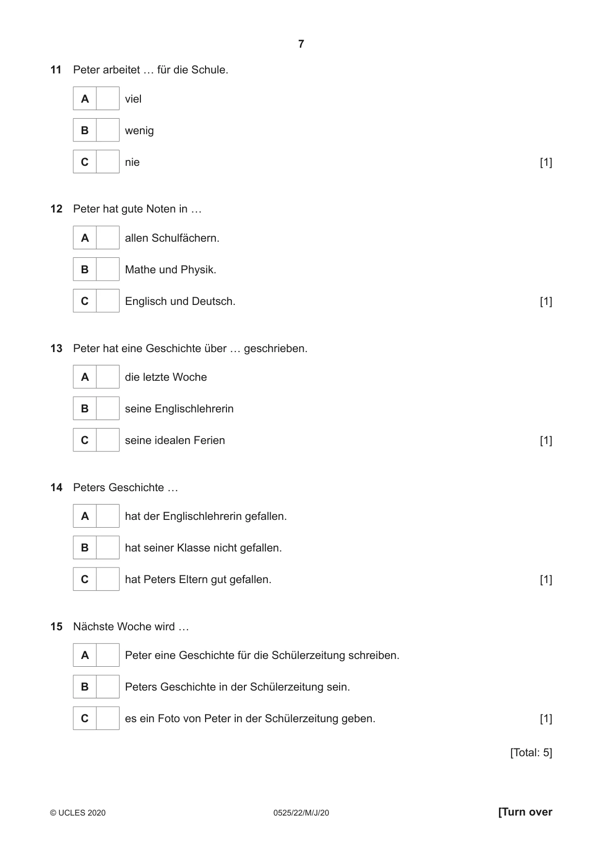 Cambridge IGCSE German - Foreign Language 0525 2020 May/June Paper 2 · Variant 2 question paper, page 7 of 16