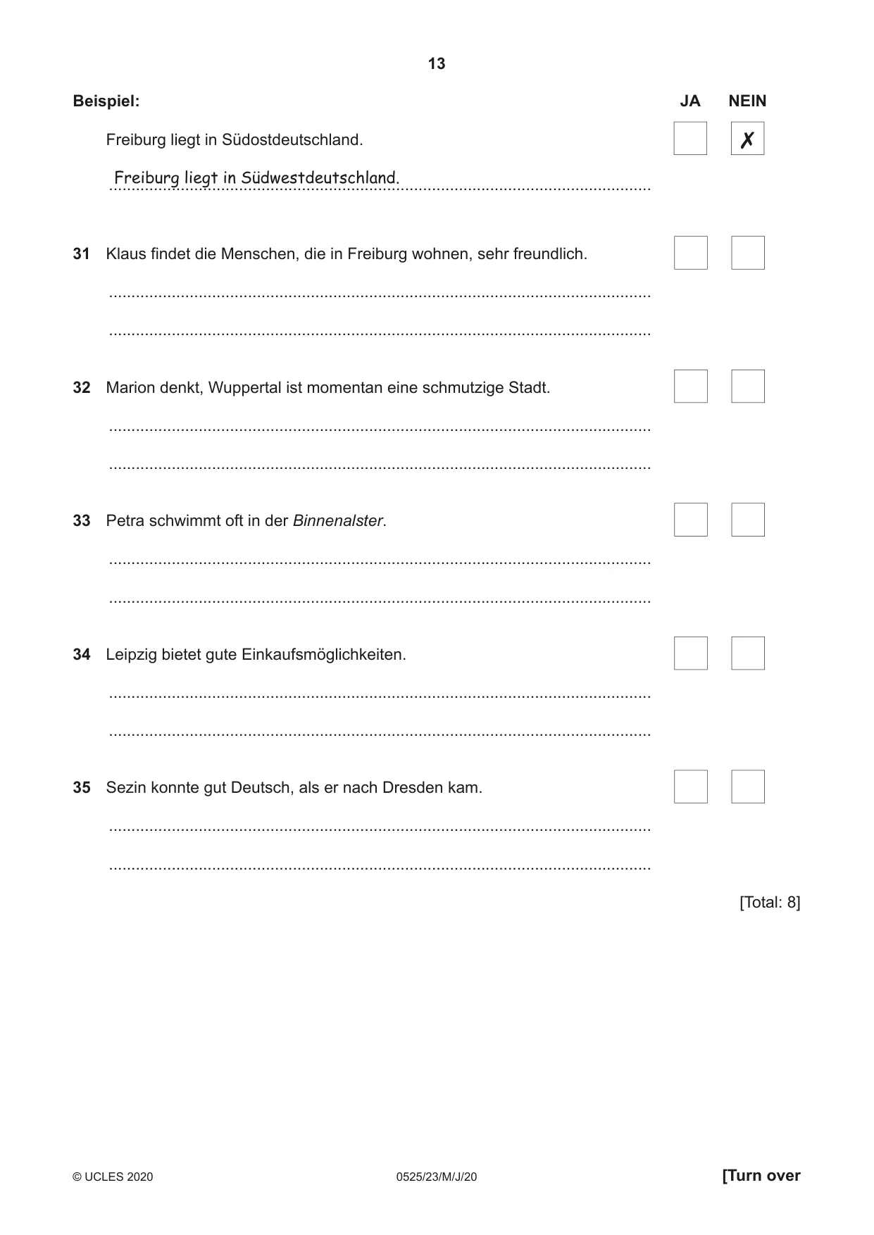 Cambridge IGCSE German - Foreign Language 0525 2020 May/June Paper 2 · Variant 3 question paper, page 13 of 16