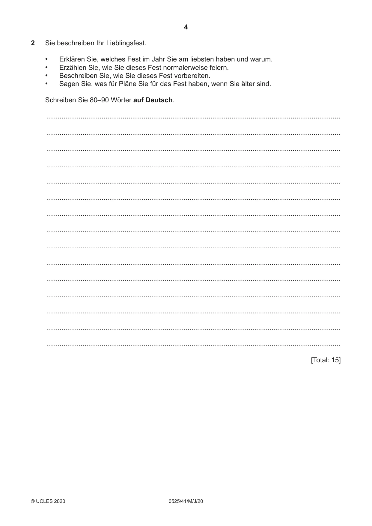 Cambridge IGCSE German - Foreign Language 0525 2020 May/June Paper 4 · Variant 1 question paper, page 4 of 8