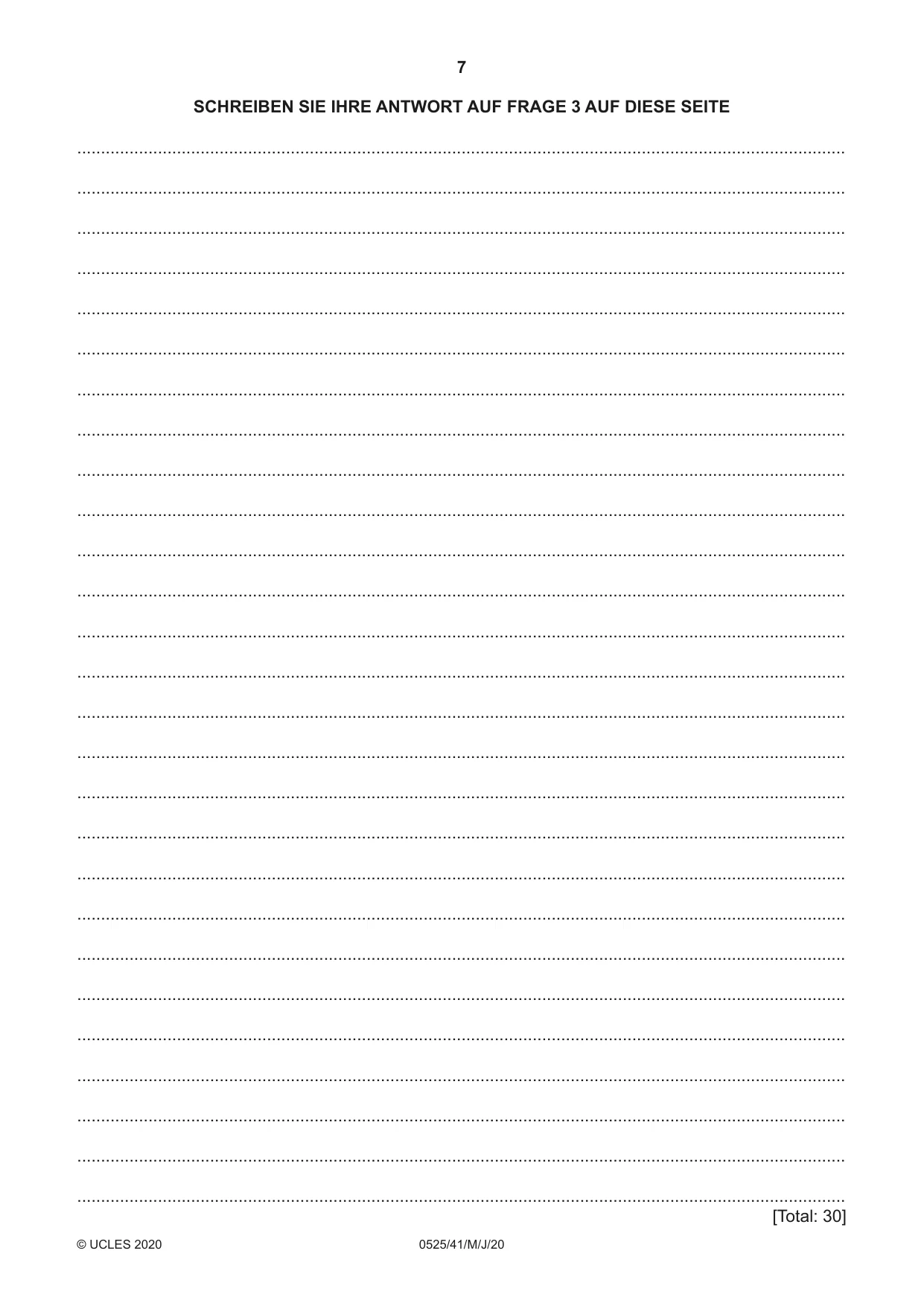 Cambridge IGCSE German - Foreign Language 0525 2020 May/June Paper 4 · Variant 1 question paper, page 7 of 8