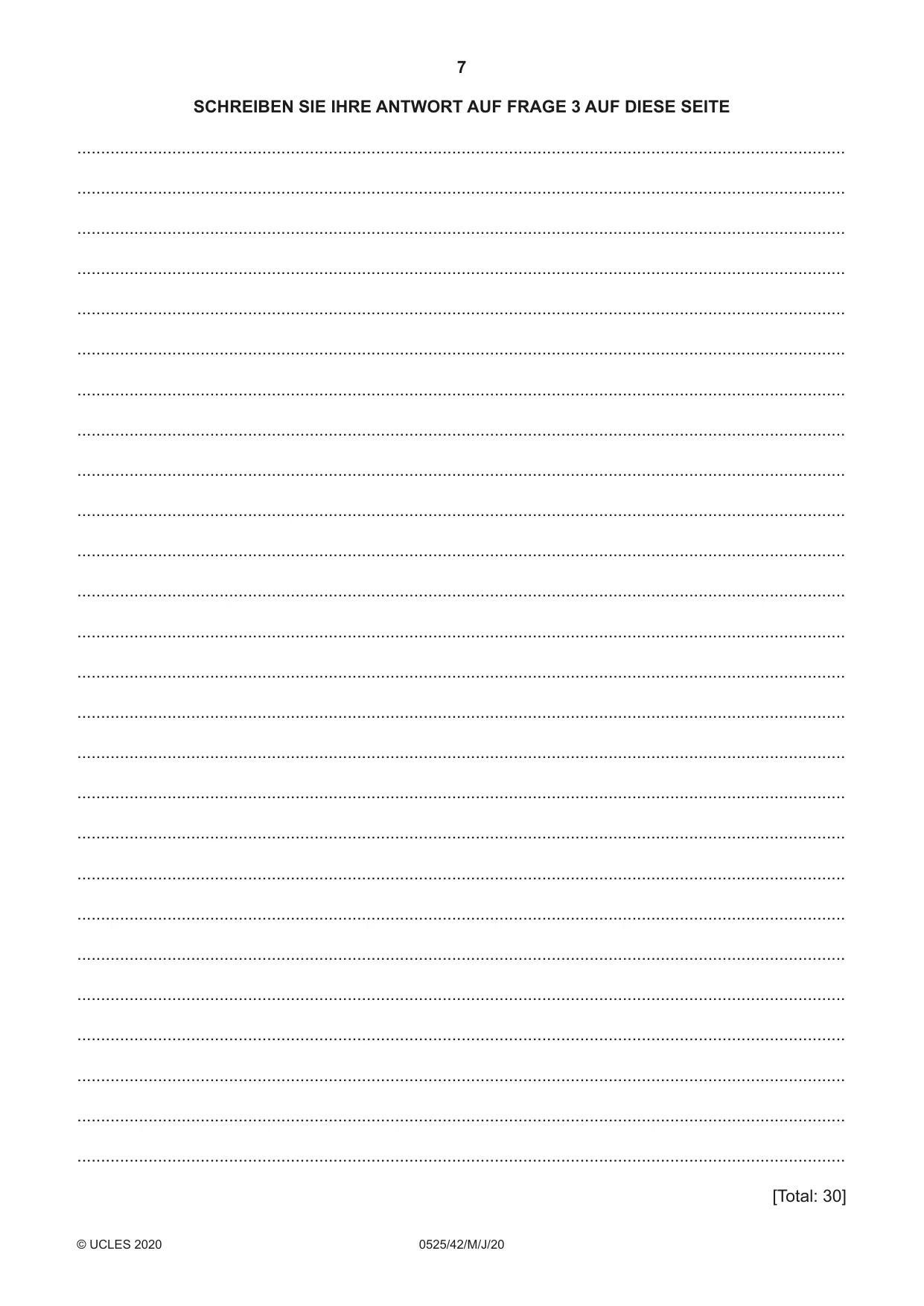 Cambridge IGCSE German - Foreign Language 0525 2020 May/June Paper 4 · Variant 2 question paper, page 7 of 8