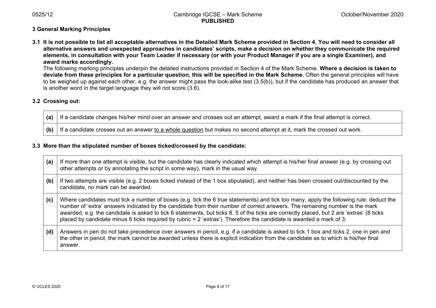 Mark scheme, page 8 of 17