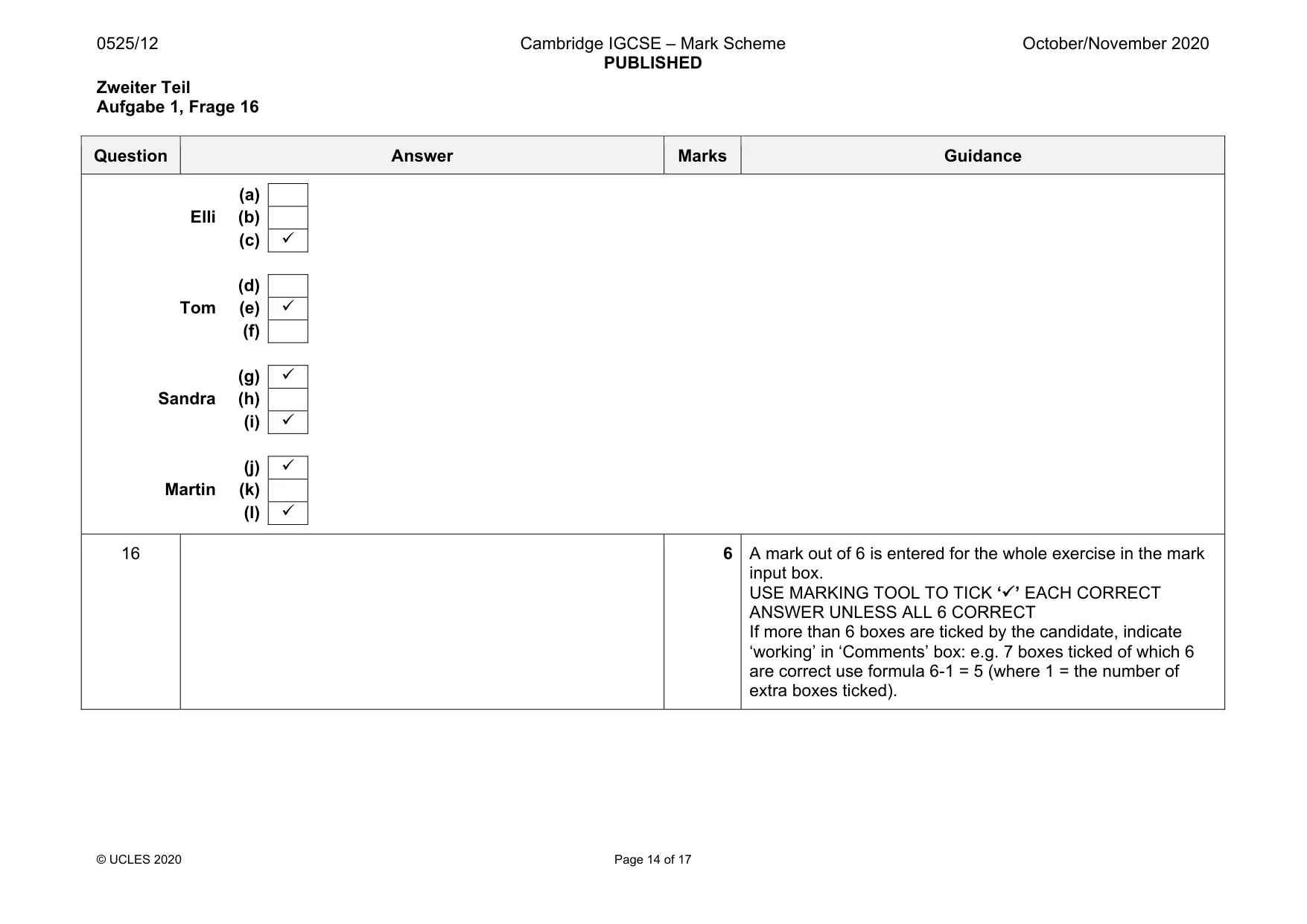 Mark scheme, page 14 of 17