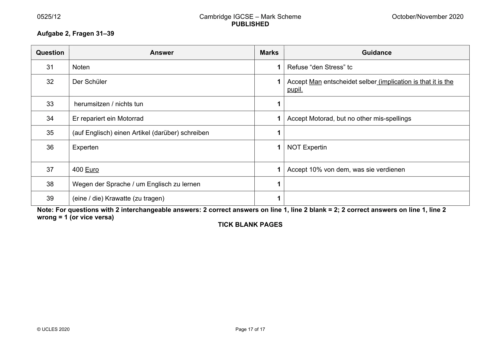 Mark scheme, page 17 of 17