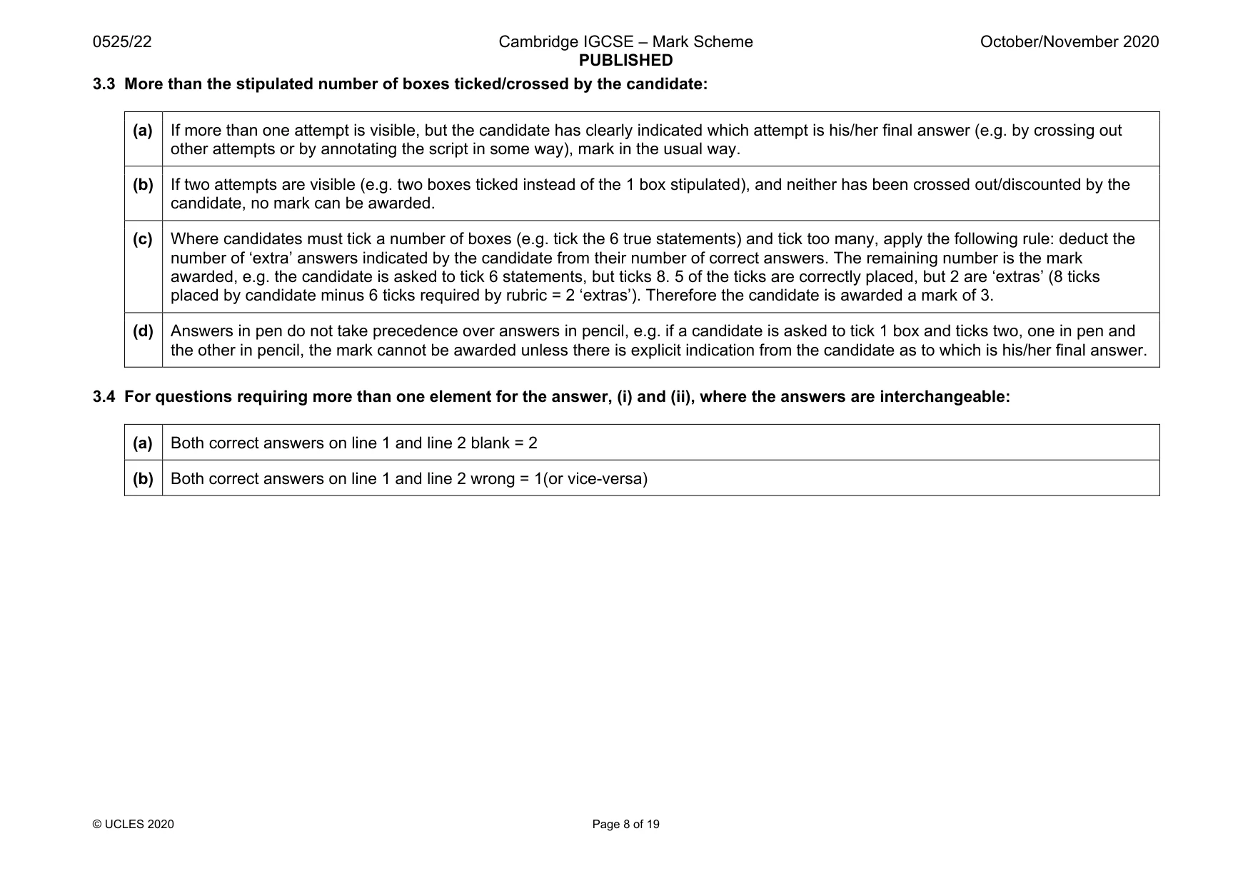 Mark scheme, page 8 of 19