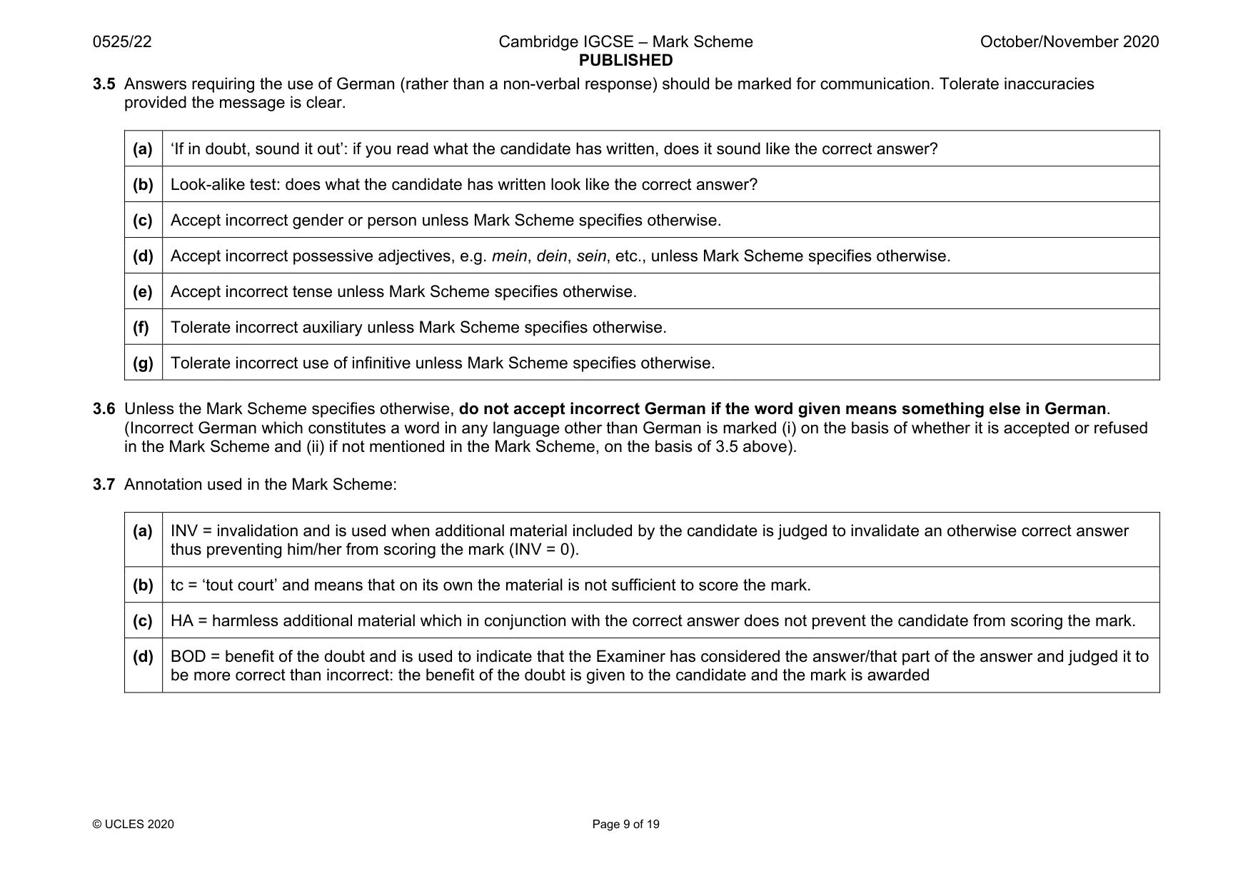 Mark scheme, page 9 of 19