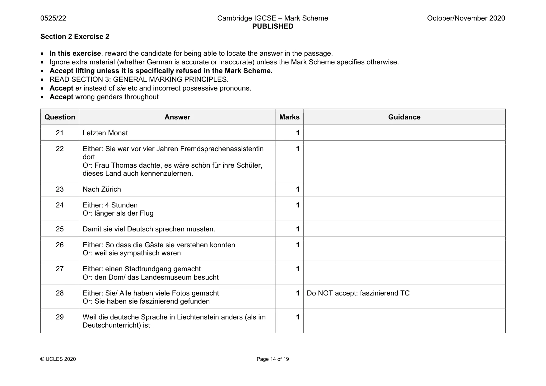 Mark scheme, page 14 of 19