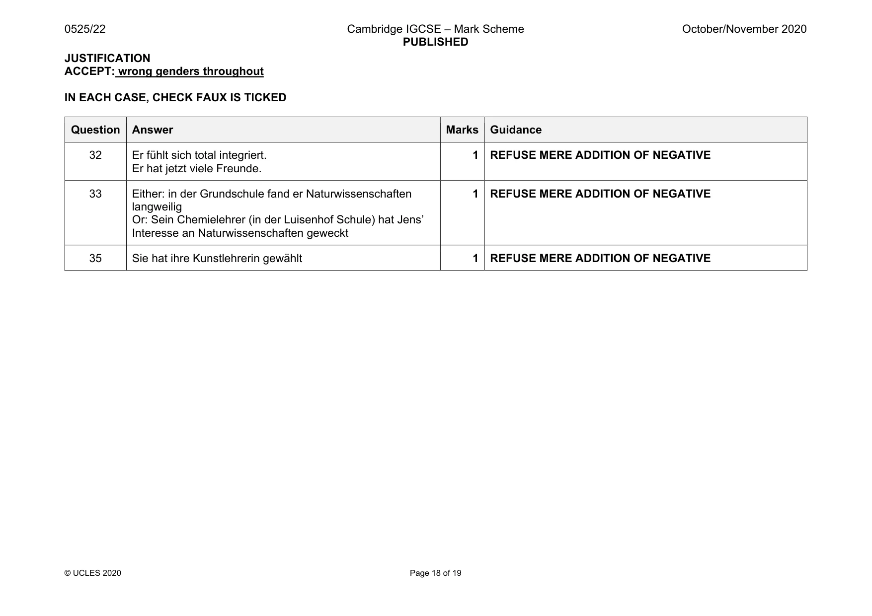 Mark scheme, page 18 of 19
