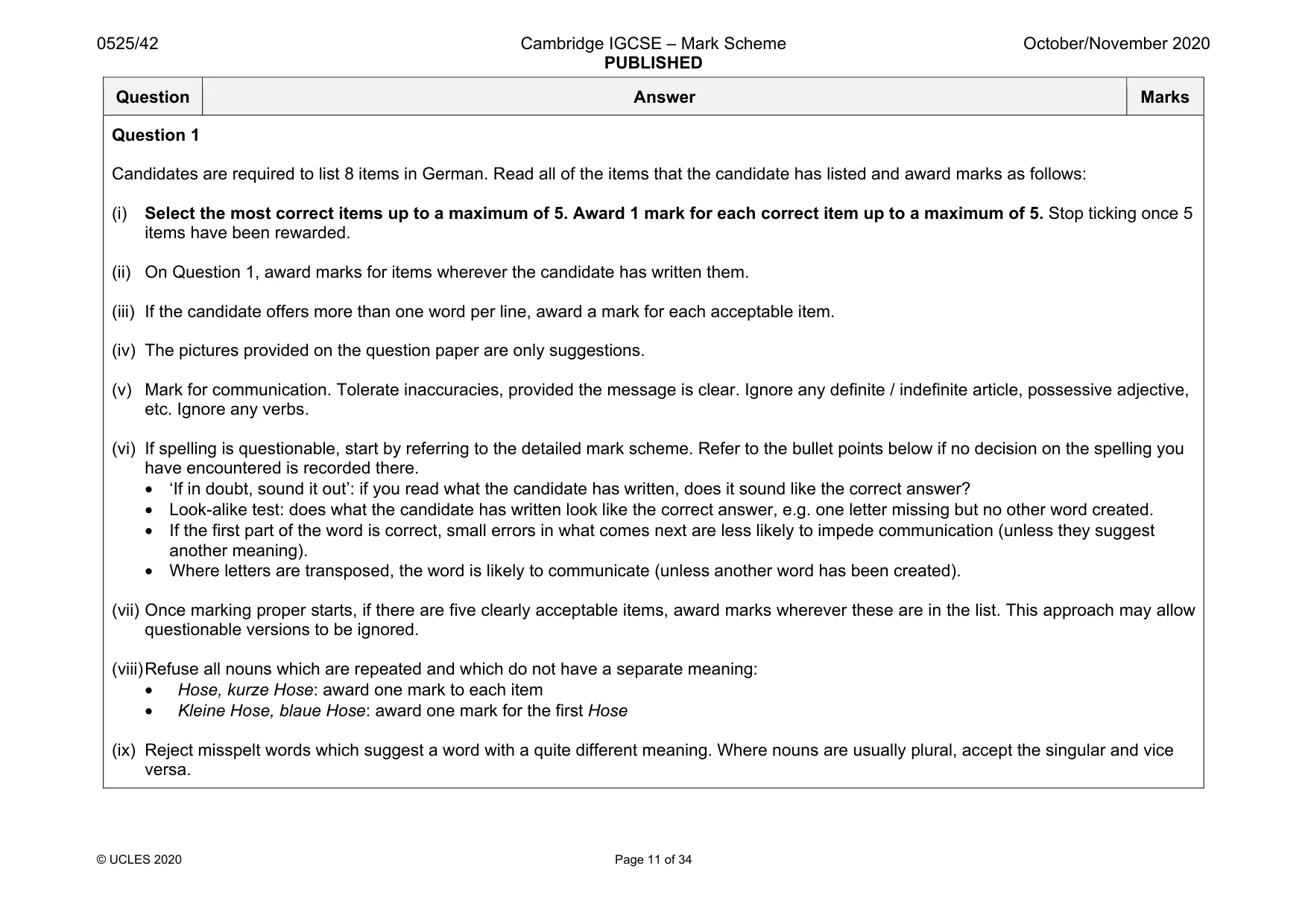 Mark scheme, page 11 of 34