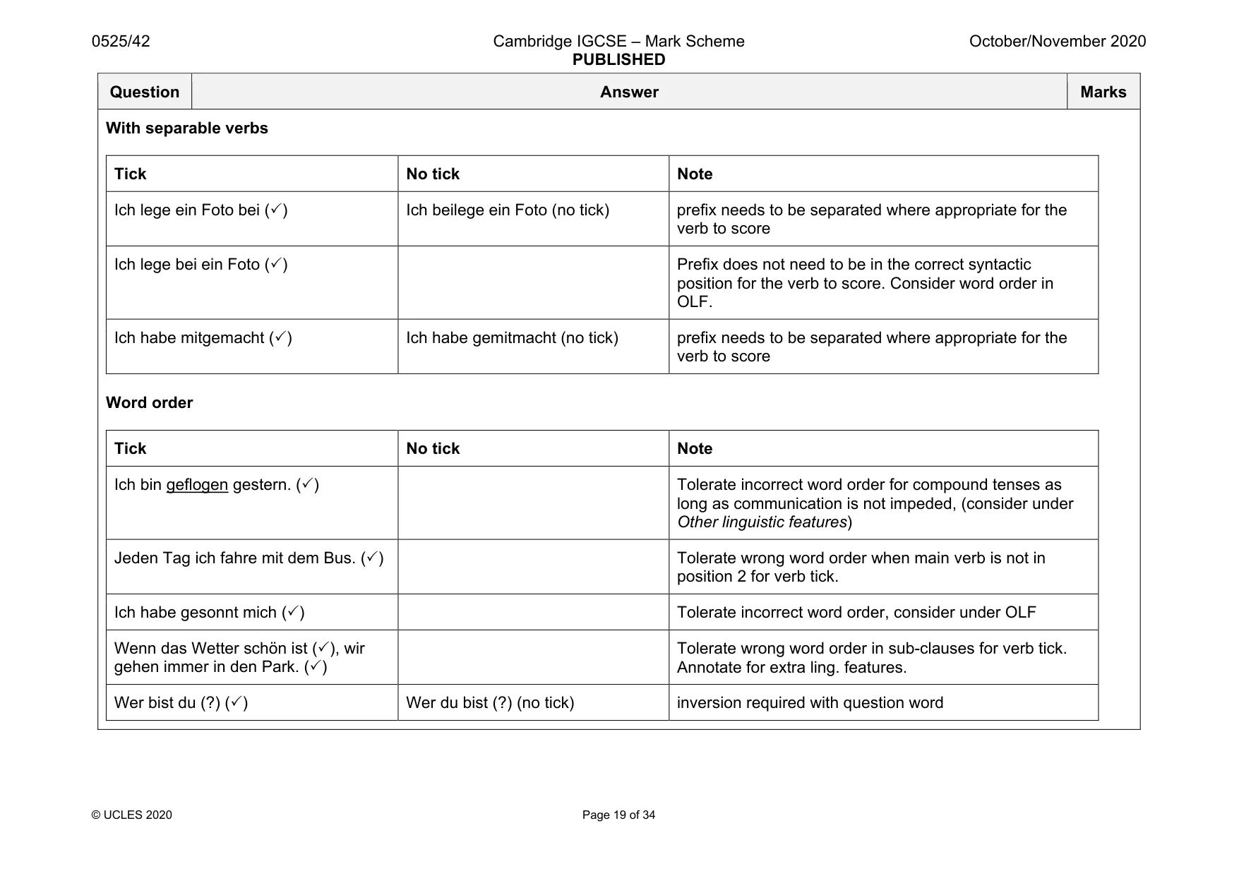 Mark scheme, page 19 of 34