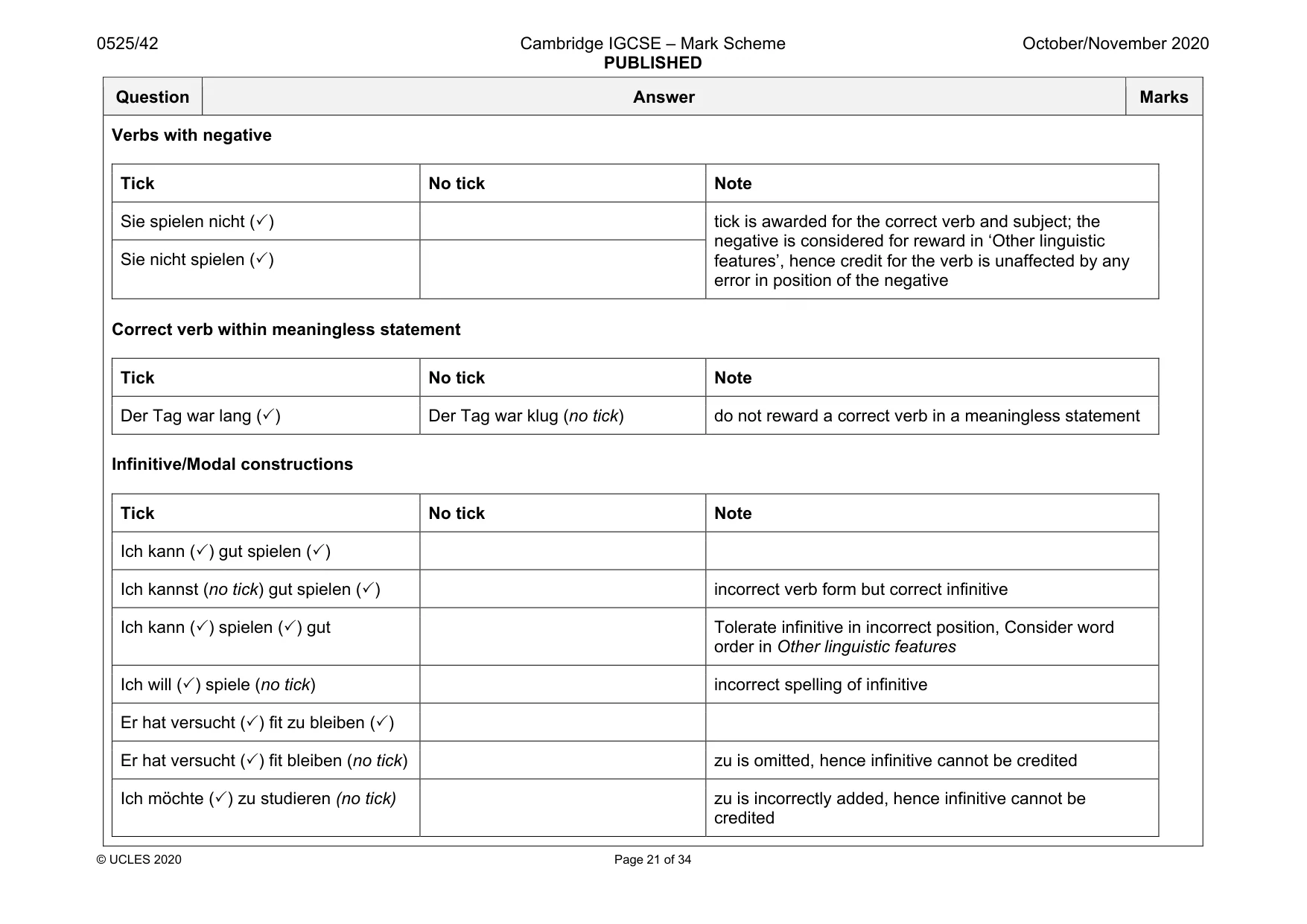Mark scheme, page 21 of 34