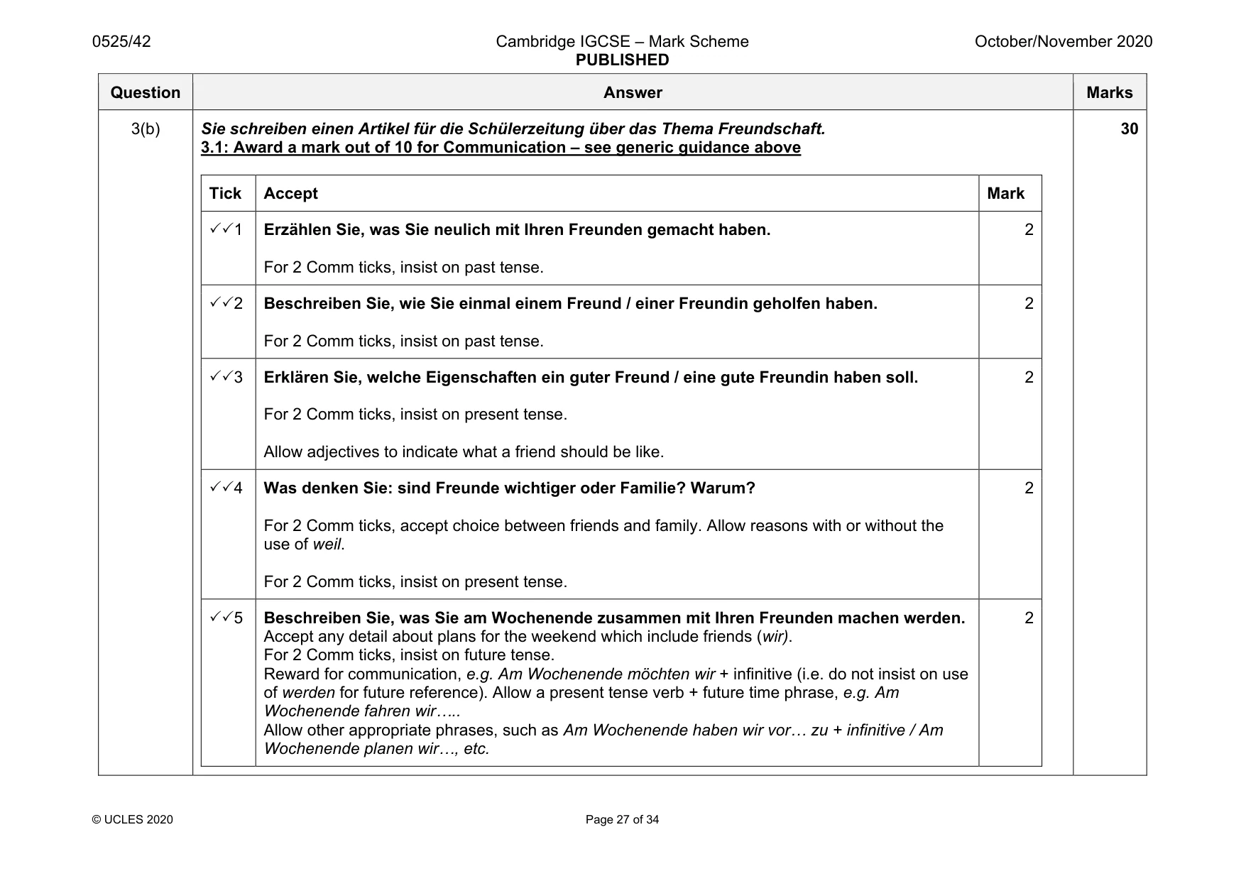 Mark scheme, page 27 of 34