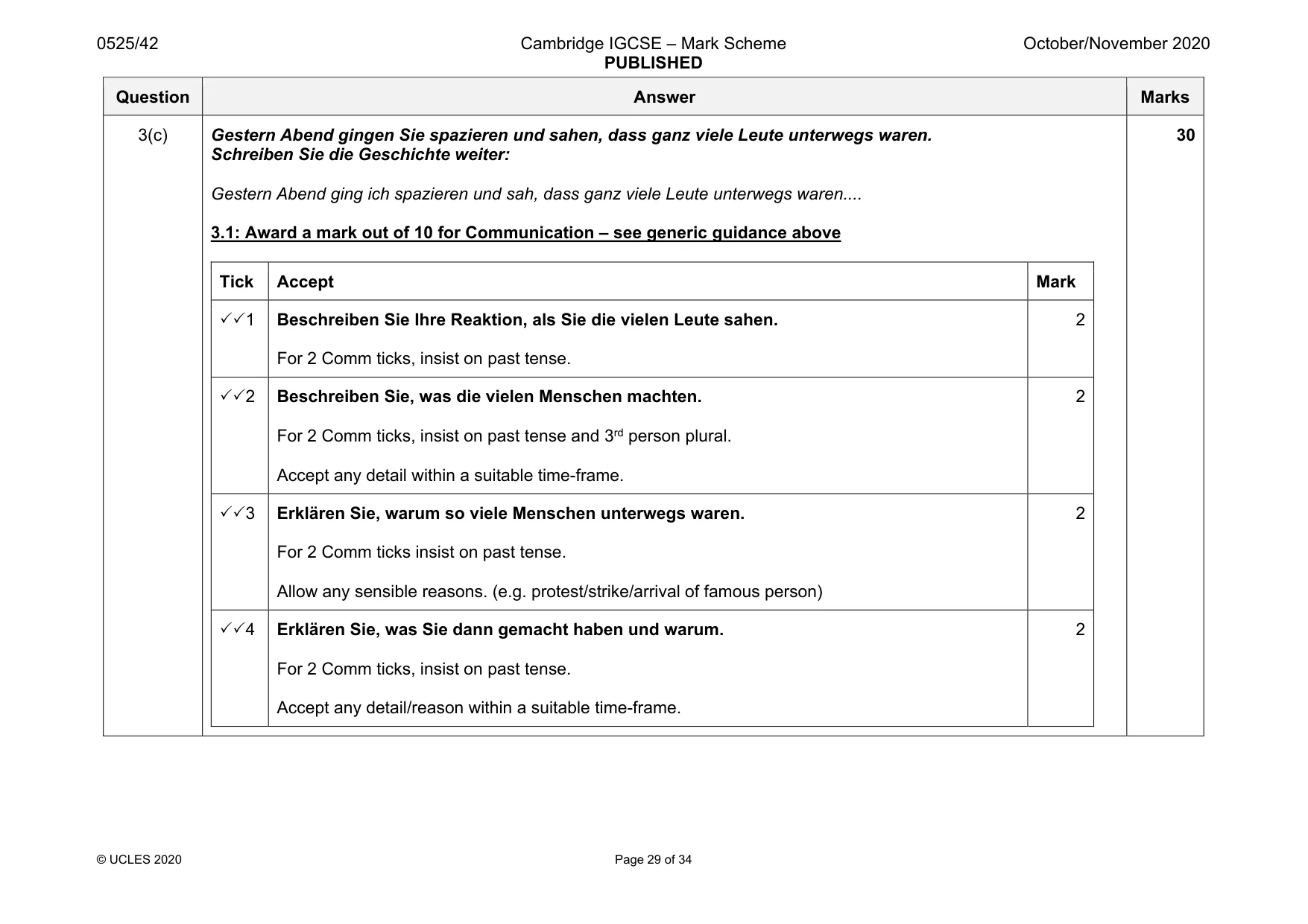 Mark scheme, page 29 of 34
