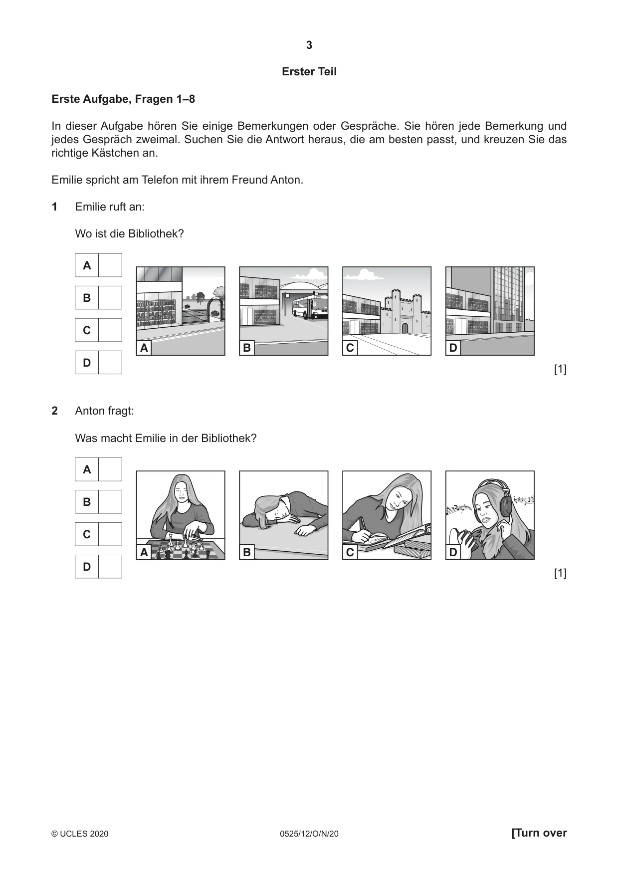 Cambridge IGCSE German - Foreign Language 0525 2020 Oct/Nov Paper 1 · Variant 2 question paper, page 3 of 16