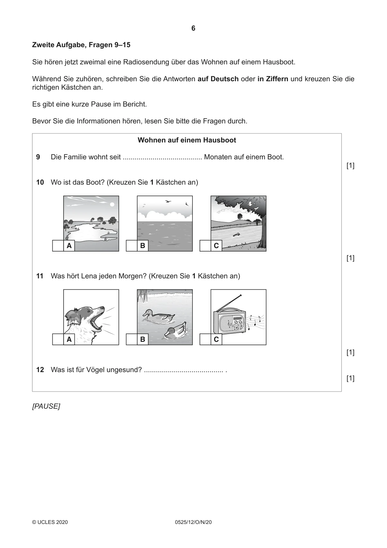 Cambridge IGCSE German - Foreign Language 0525 2020 Oct/Nov Paper 1 · Variant 2 question paper, page 6 of 16