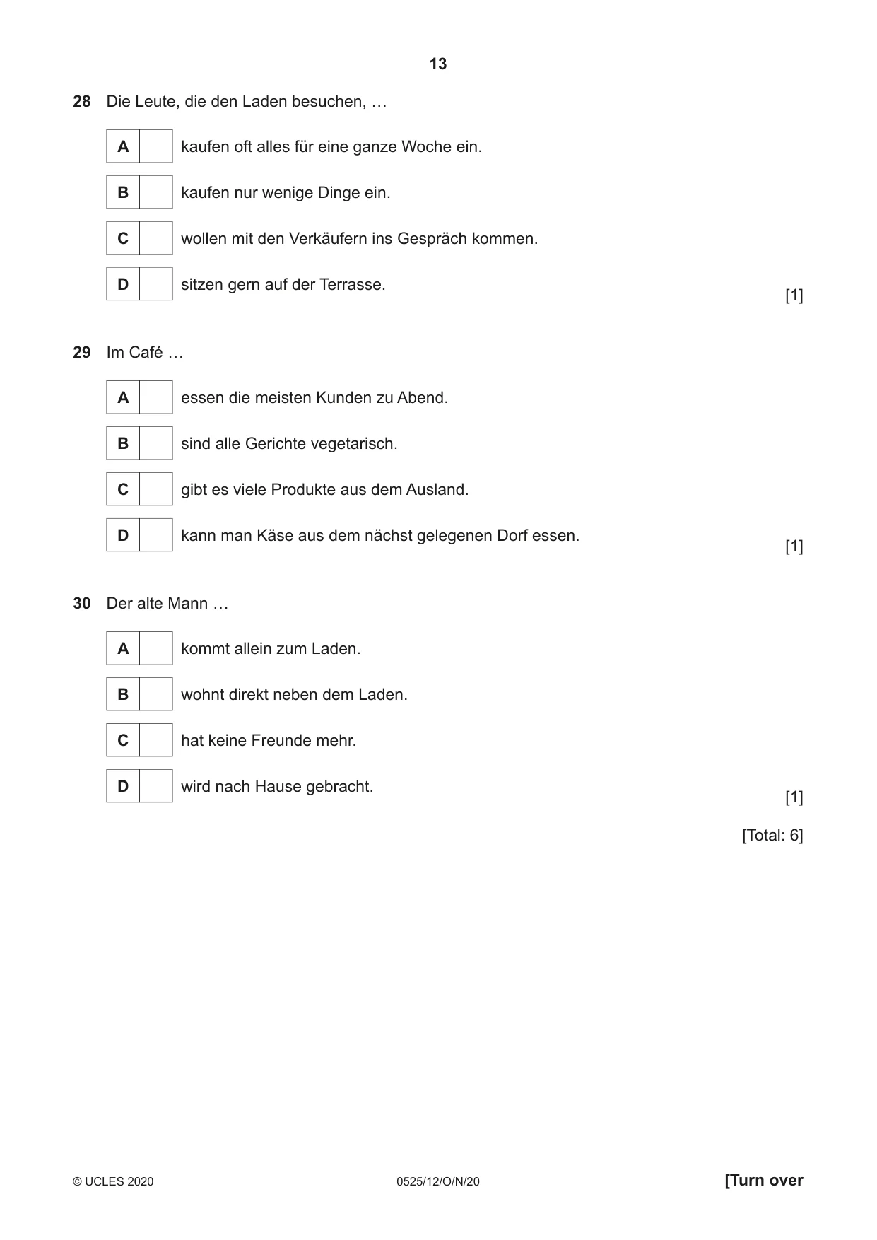 Cambridge IGCSE German - Foreign Language 0525 2020 Oct/Nov Paper 1 · Variant 2 question paper, page 13 of 16