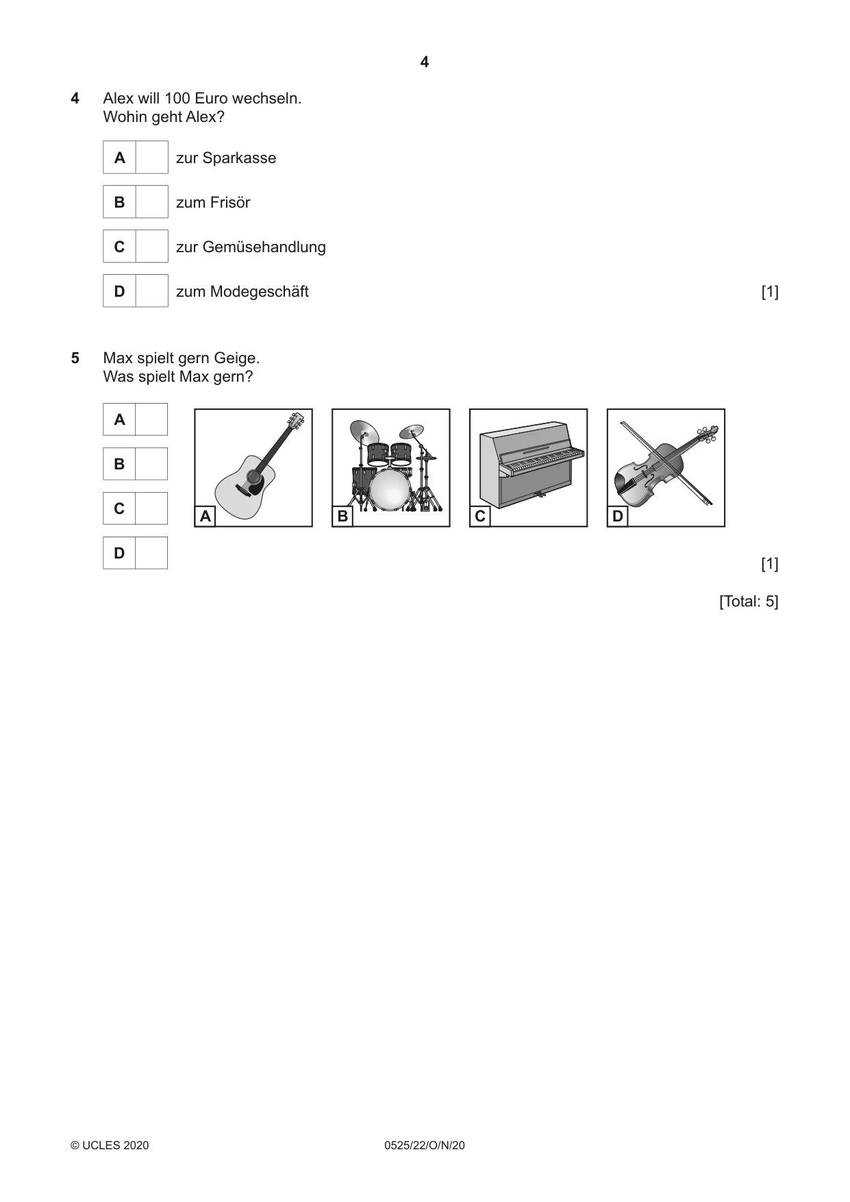 Cambridge IGCSE German - Foreign Language 0525 2020 Oct/Nov Paper 2 · Variant 2 question paper, page 4 of 16