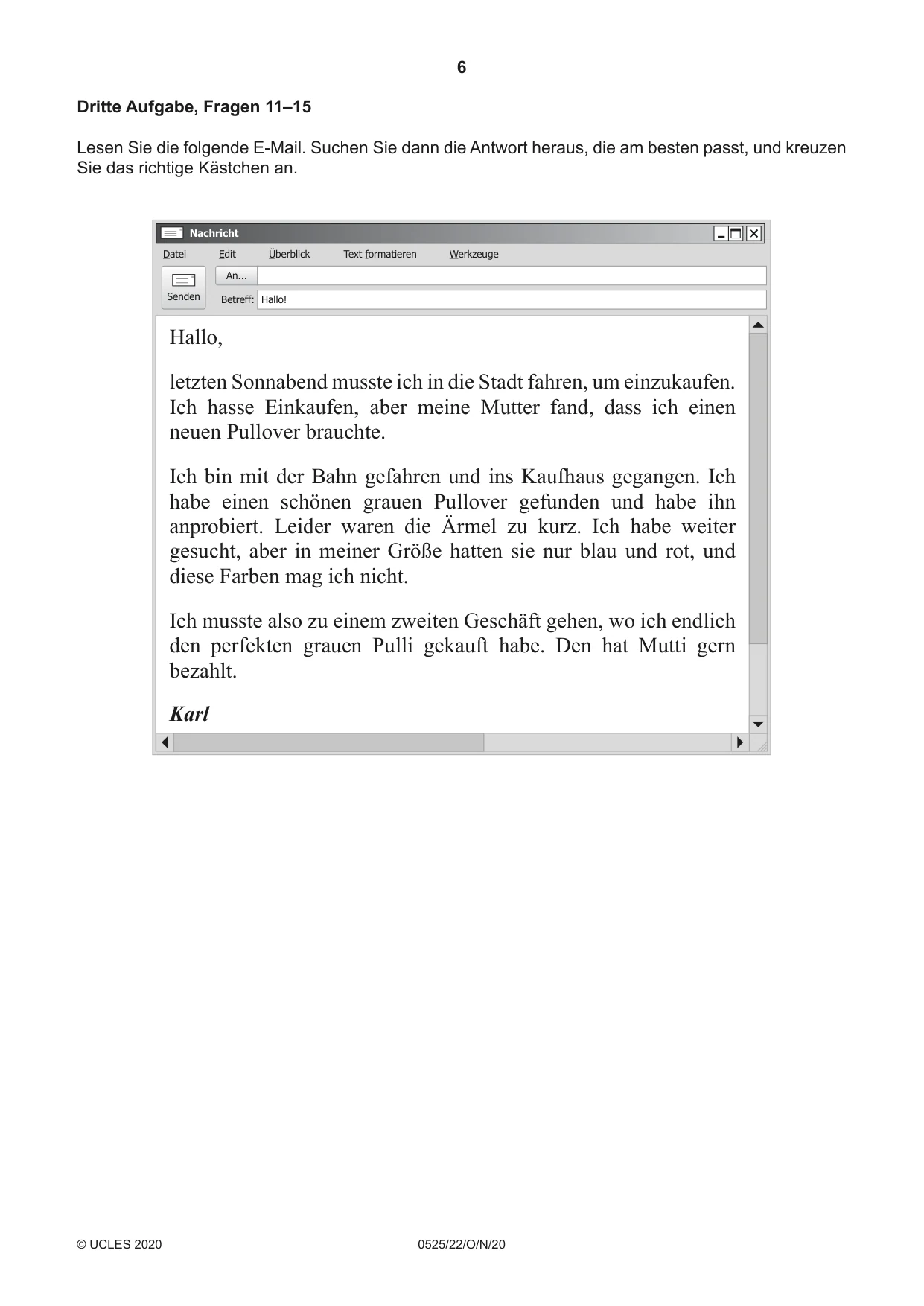 Cambridge IGCSE German - Foreign Language 0525 2020 Oct/Nov Paper 2 · Variant 2 question paper, page 6 of 16