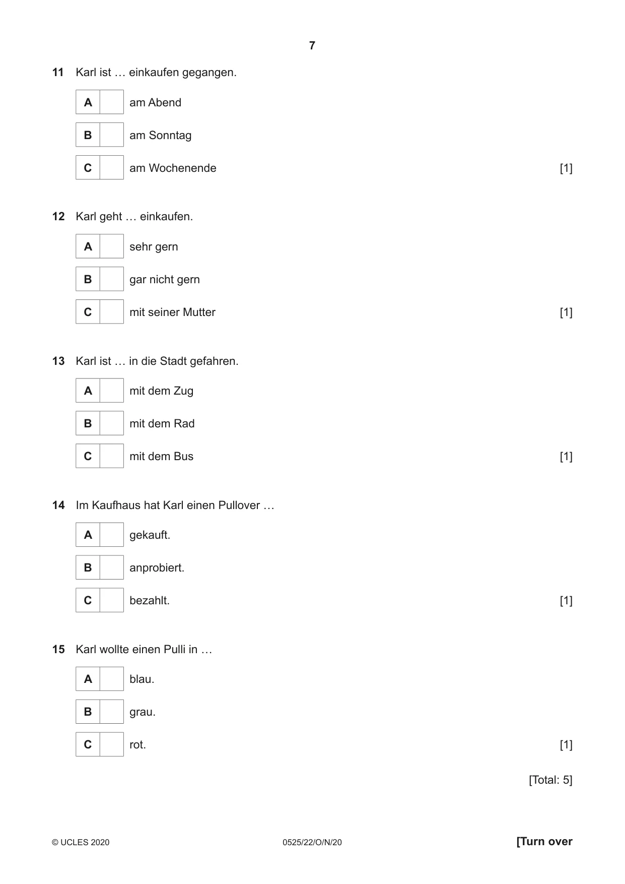 Cambridge IGCSE German - Foreign Language 0525 2020 Oct/Nov Paper 2 · Variant 2 question paper, page 7 of 16