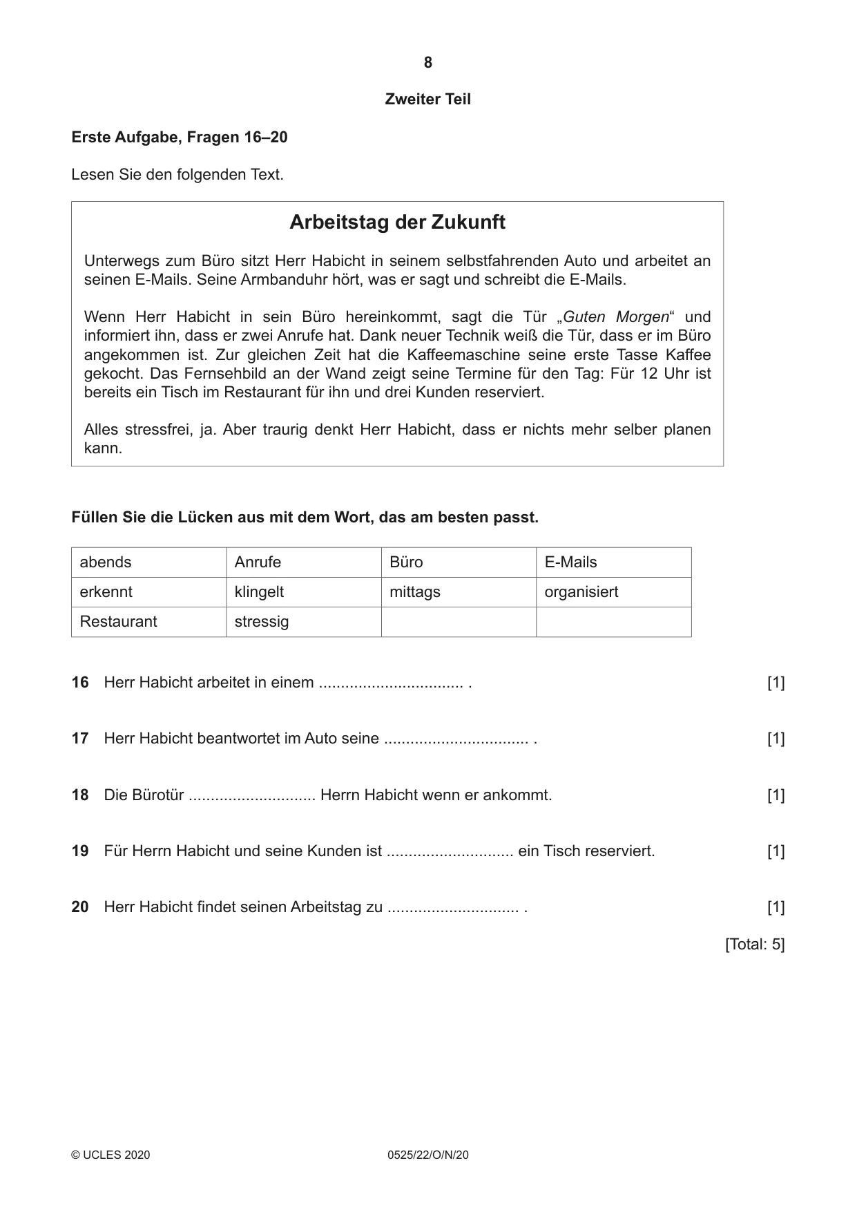 Cambridge IGCSE German - Foreign Language 0525 2020 Oct/Nov Paper 2 · Variant 2 question paper, page 8 of 16