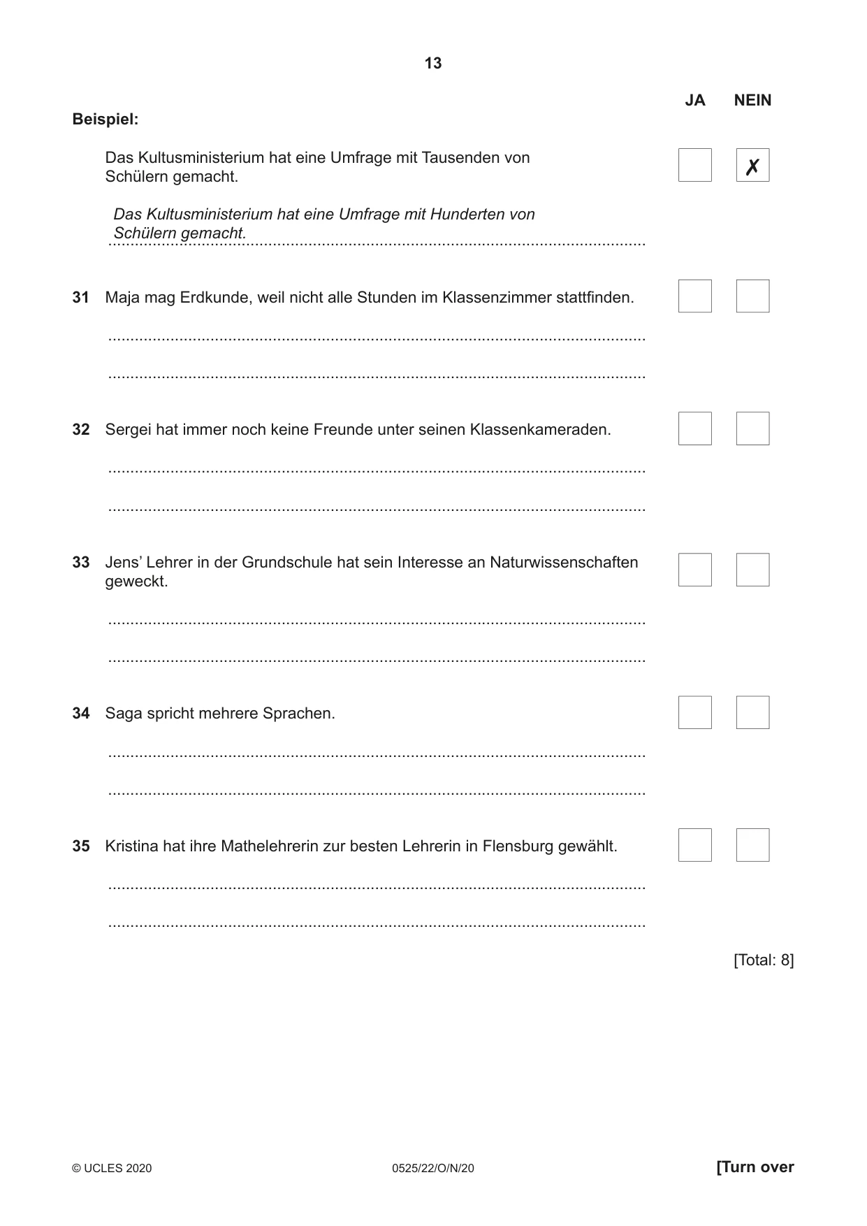 Cambridge IGCSE German - Foreign Language 0525 2020 Oct/Nov Paper 2 · Variant 2 question paper, page 13 of 16