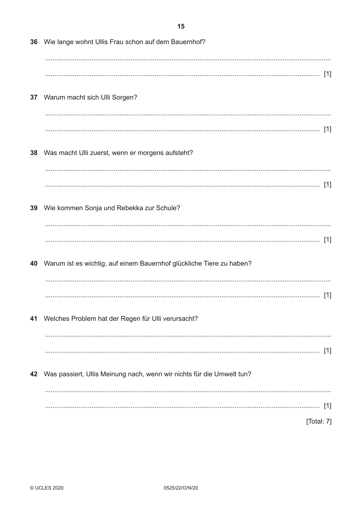 Cambridge IGCSE German - Foreign Language 0525 2020 Oct/Nov Paper 2 · Variant 2 question paper, page 15 of 16