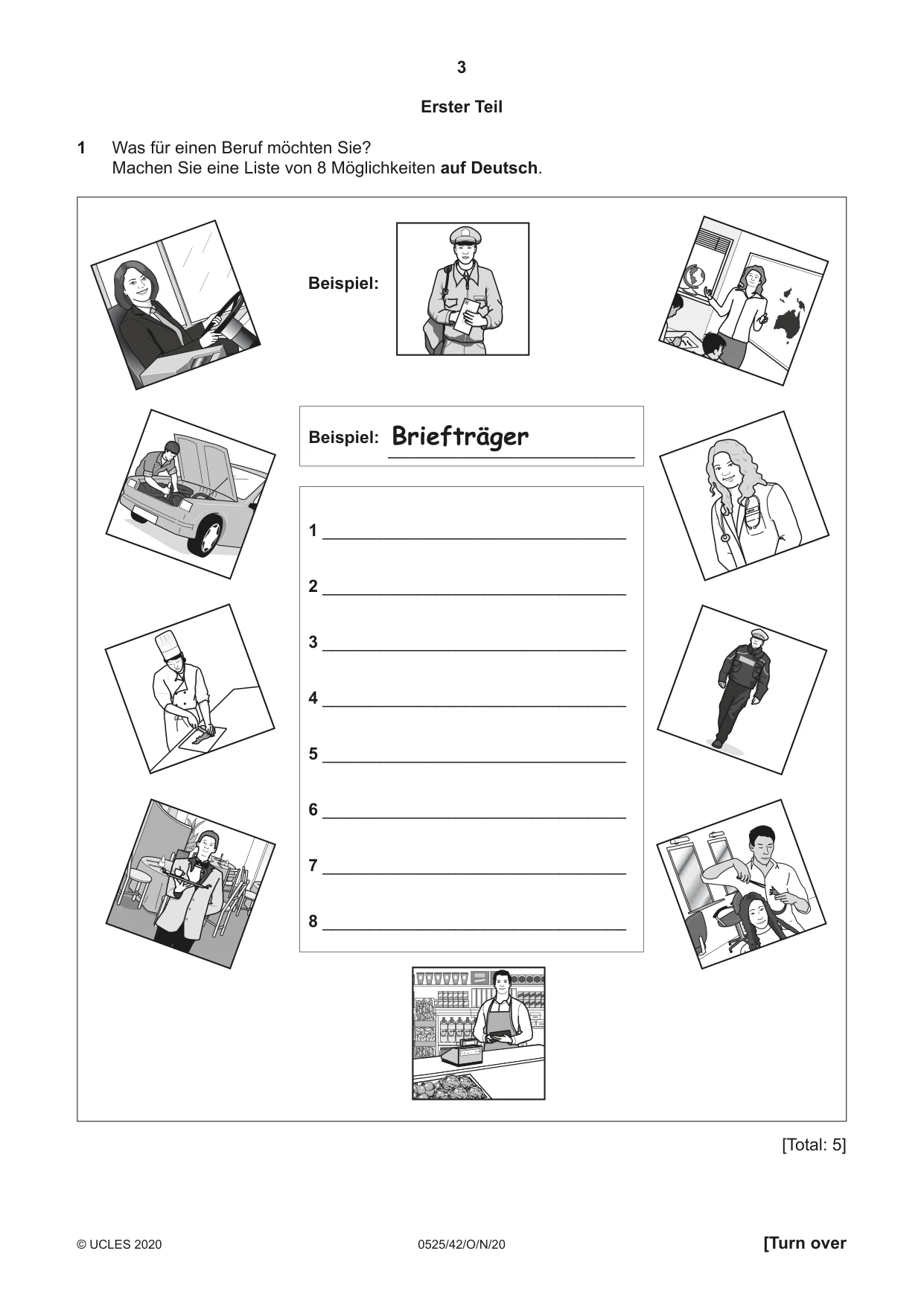 Cambridge IGCSE German - Foreign Language 0525 2020 Oct/Nov Paper 4 · Variant 2 question paper, page 3 of 8