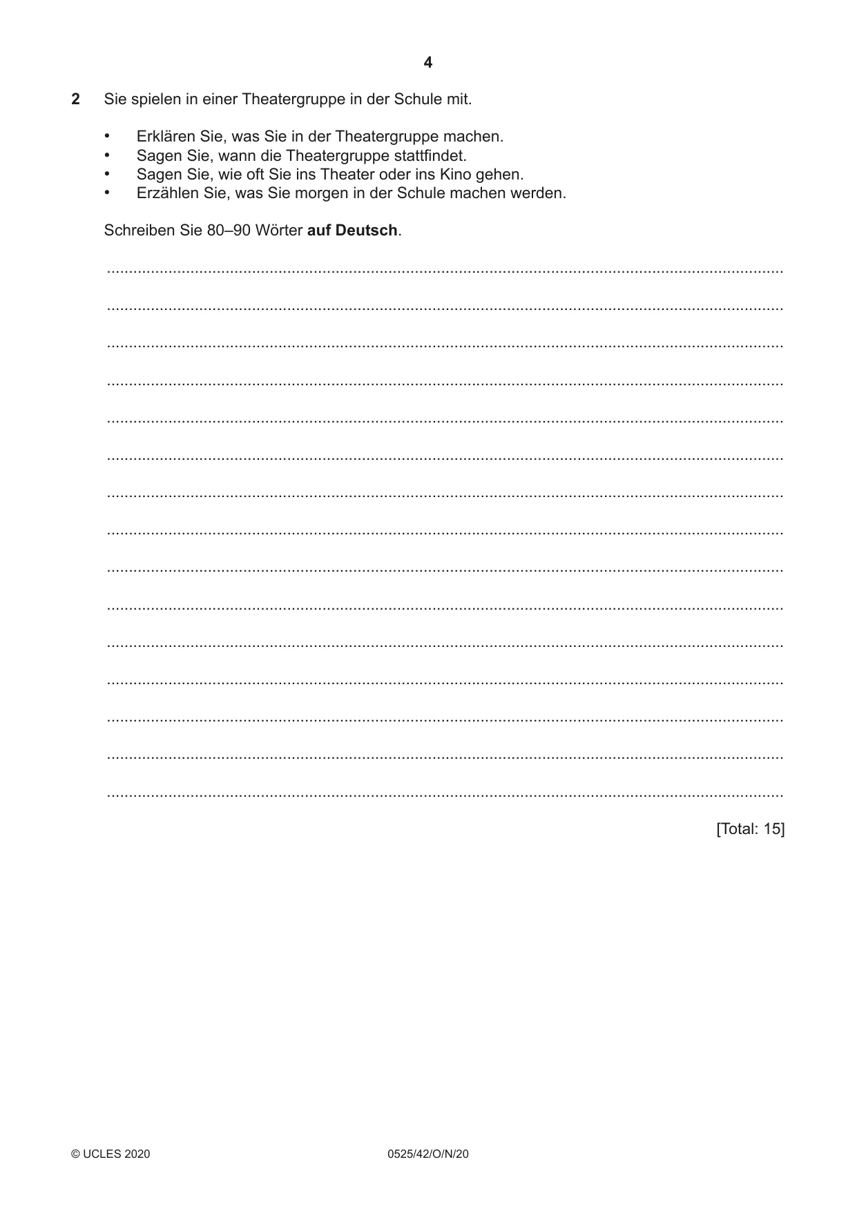 Cambridge IGCSE German - Foreign Language 0525 2020 Oct/Nov Paper 4 · Variant 2 question paper, page 4 of 8
