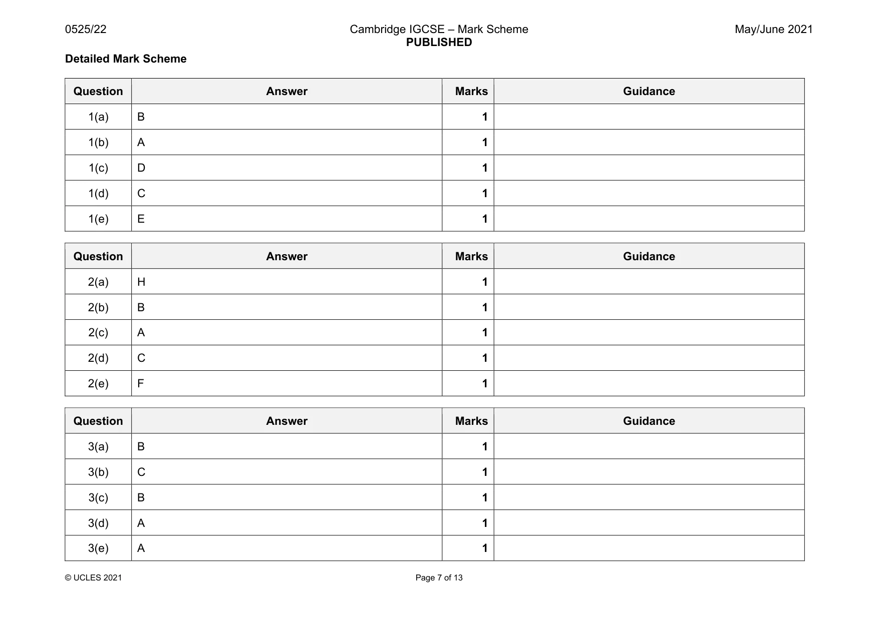 Mark scheme, page 7 of 13